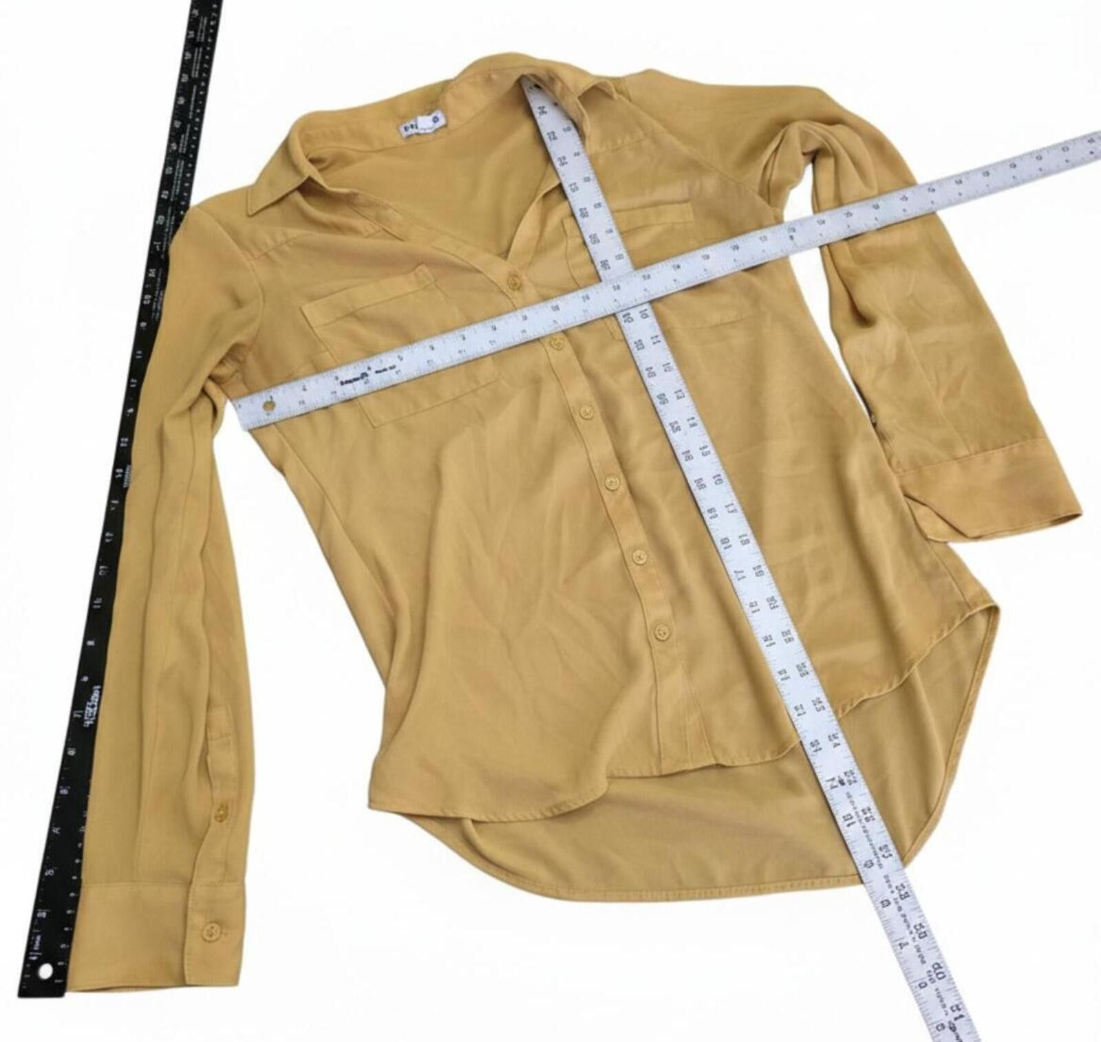 Express Express Mustard Yellow Button-Up Blouse Shirt Size Small S Size S / US 4 / IT 40 - 7 Thumbnail