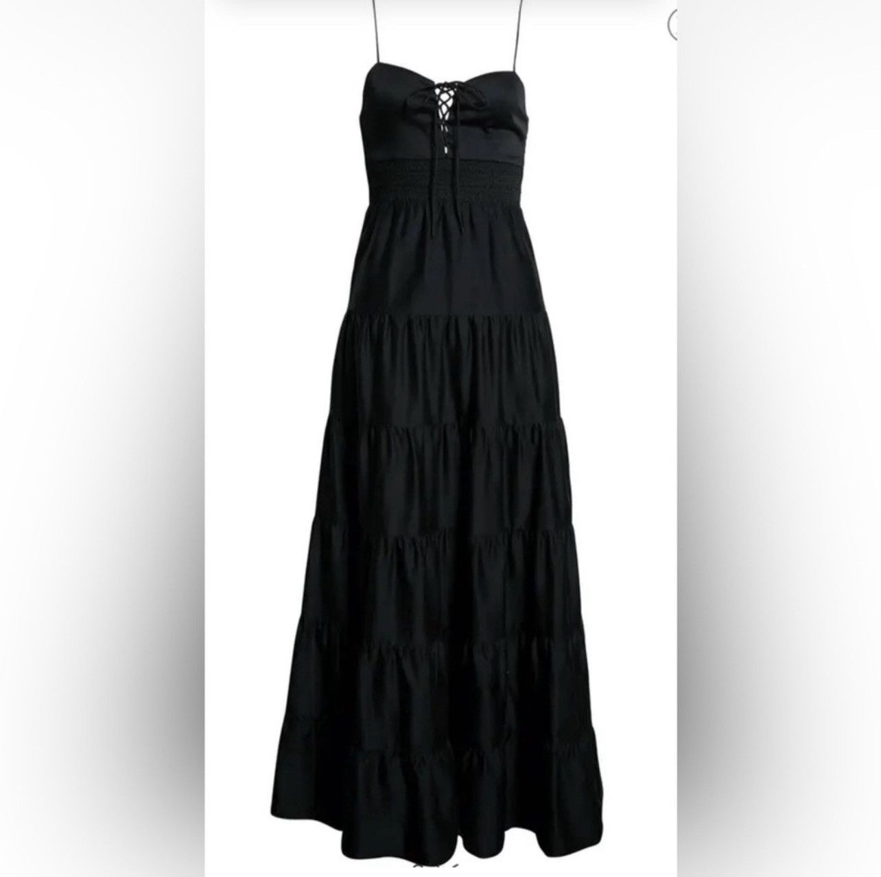 Alice + Olivia Alice + Olivia Black Jori Spaghetti Strap Tiered Maxi Dress Size XS / US 0-2 / IT 36-38 - 3 Thumbnail