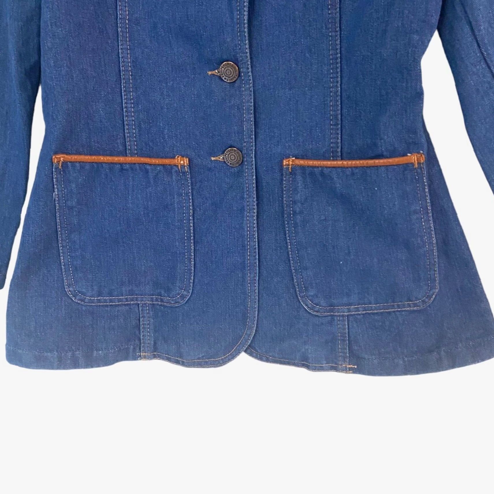 Sears VINTAGE Sears Fashion Denim Jacket Womens Size 10P Petite Blue Jean Blazer Pockets Size 32" / US 10 / IT 46 - 6 Thumbnail