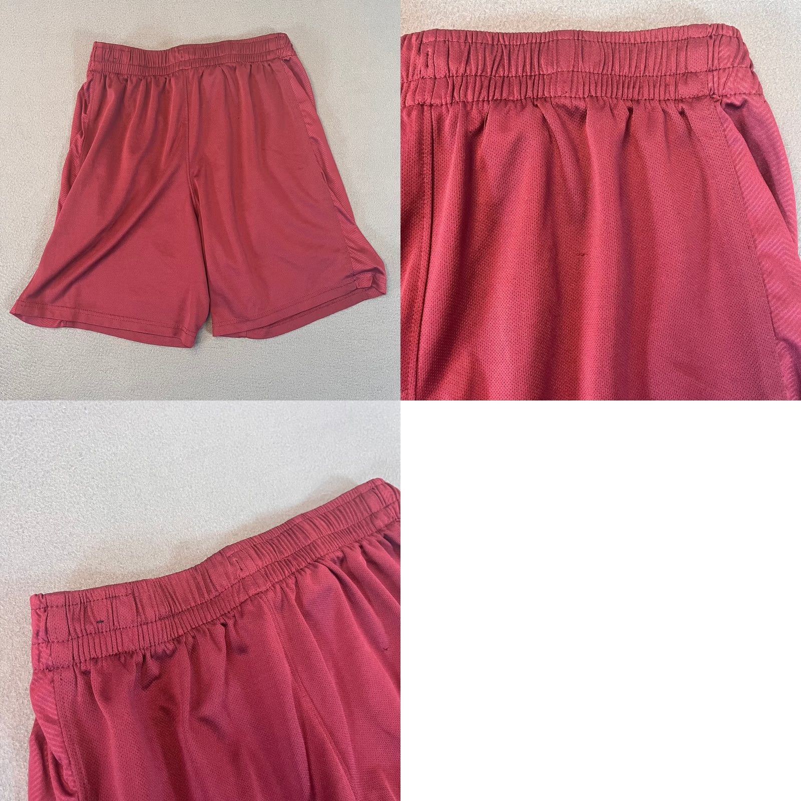 Logo 7 Mitre Shorts Mens Sz Lg Red Black Logo Gym Performance Run Athletic Herringbone Size US 33 - 9 Thumbnail