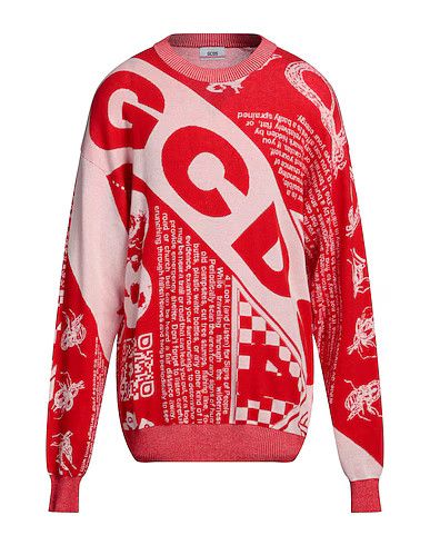 image of Gcds O1Mle0524 Jacquard Sweater In Red/white, Men's (Size Small)