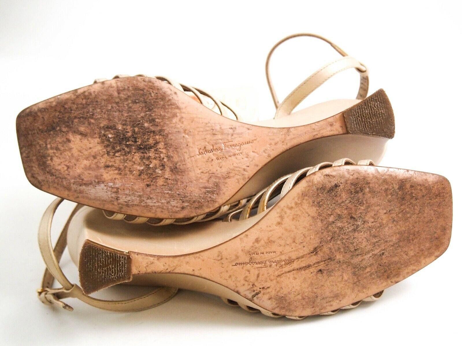 Salvatore Ferragamo Ferragamo Strappy Wedge Sandals Nude Metallic US 7.5 D EU 38 Size US 7.5 / IT 37.5 - 8 Thumbnail