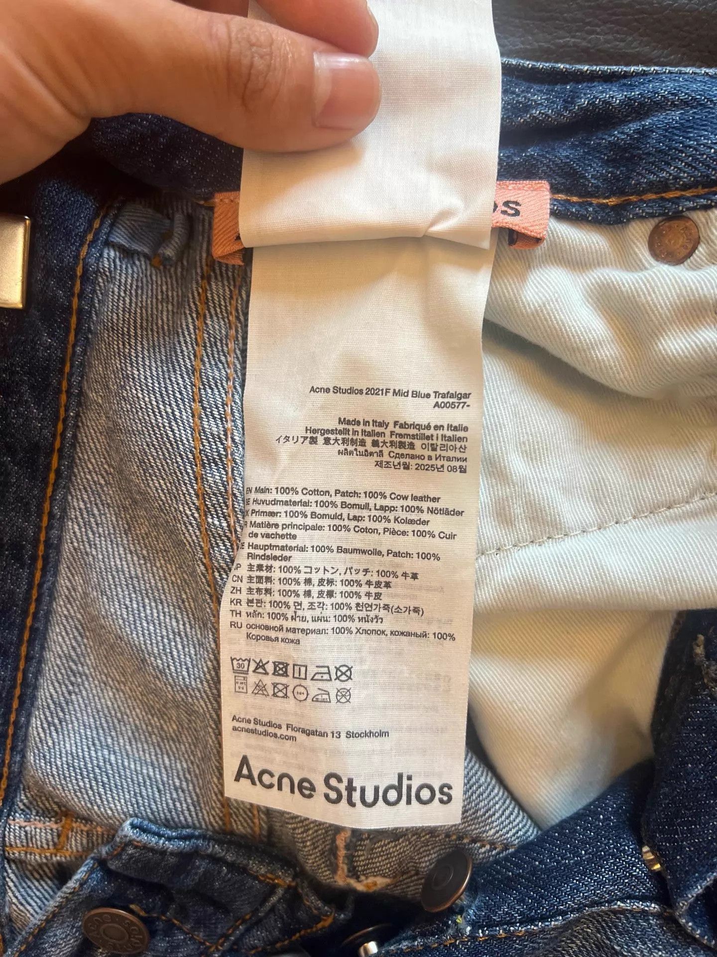Acne Studios Acne 2021FW Reg women's jeans stone ripped paint 24/30 NWOT Size 24" / US 00 / IT 34 - 6 Thumbnail