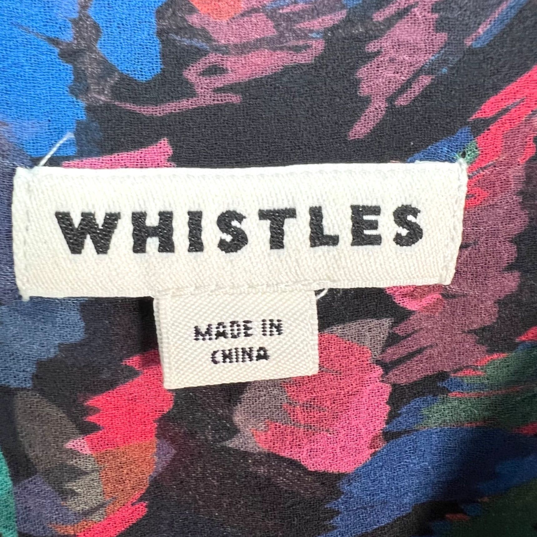 Whistles Whistles Dress Womens Abstract Print Long Sleeve Midi Black Multi-Color 4, Zip, Round Neck, A-Line, Polyester, Dry Clean Only Size S / US 4 / IT 40 - 3 Thumbnail