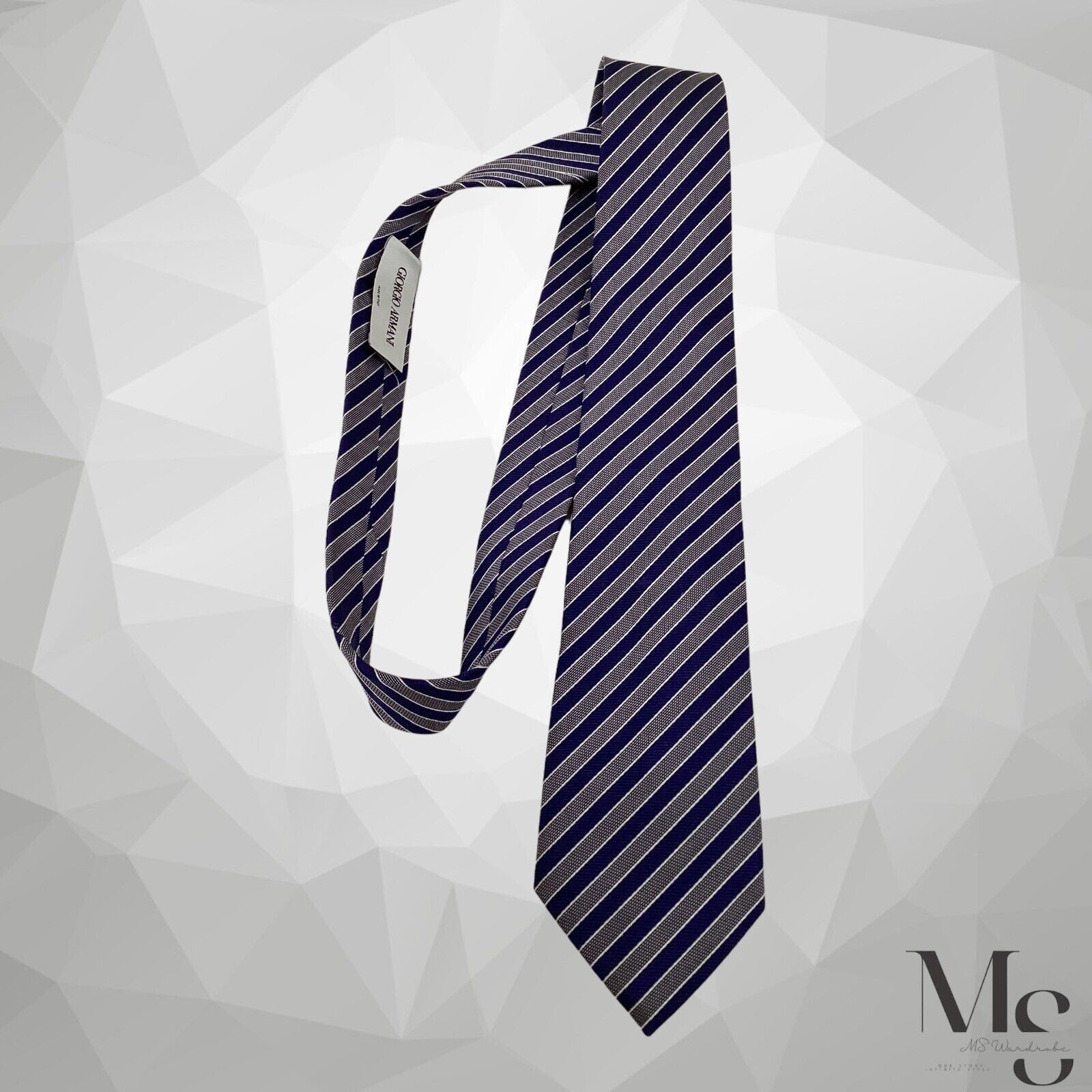 Giorgio Armani GIORGIO ARMANI Blue Gray Striped Luxury Silk Tie Italy Size ONE SIZE - 6 Thumbnail