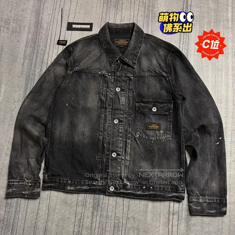 Neighborhood Black Washed Splatter Denim Jacket
