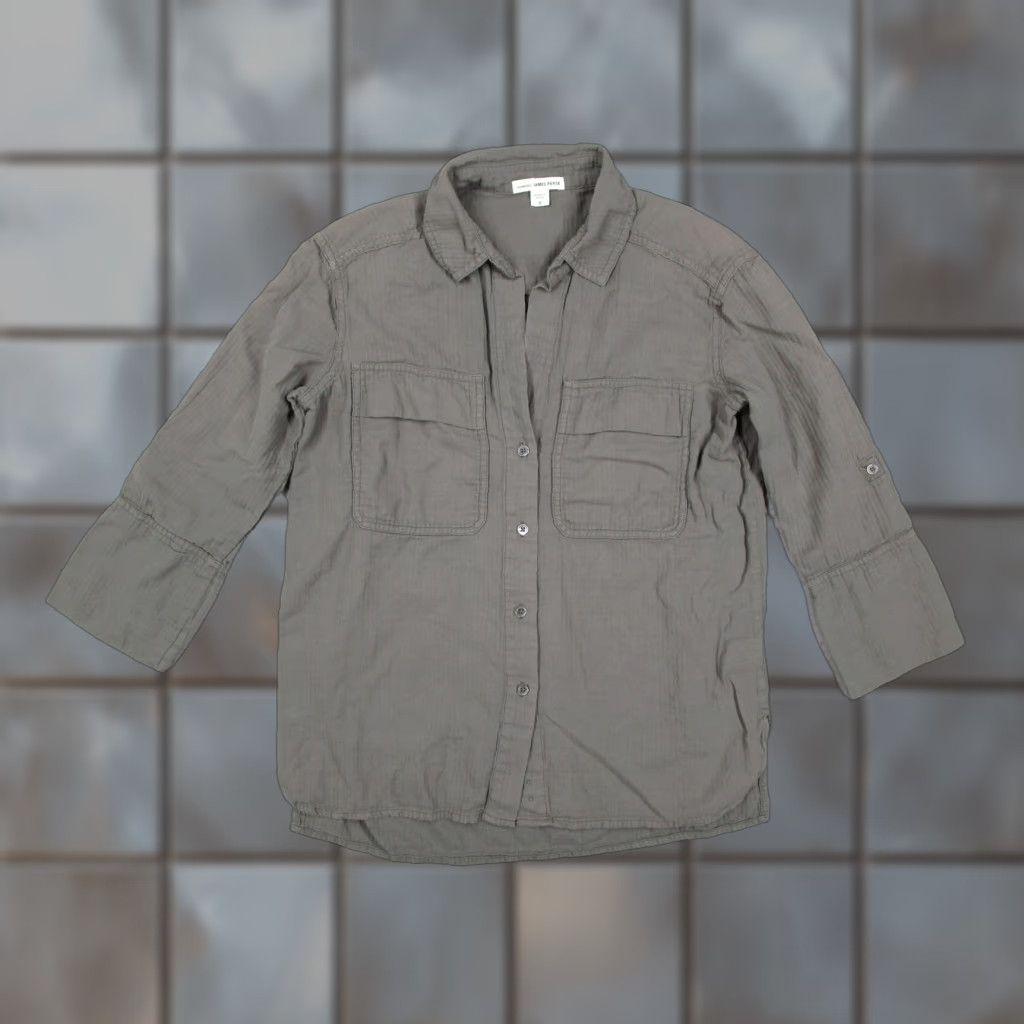 James Perse James Perse Shirt Womens 0 XS Gray Button Front Utility 3/4 Sleeve WKR3850 Size XS / US 0-2 / IT 36-38 - 1 Thumbnail