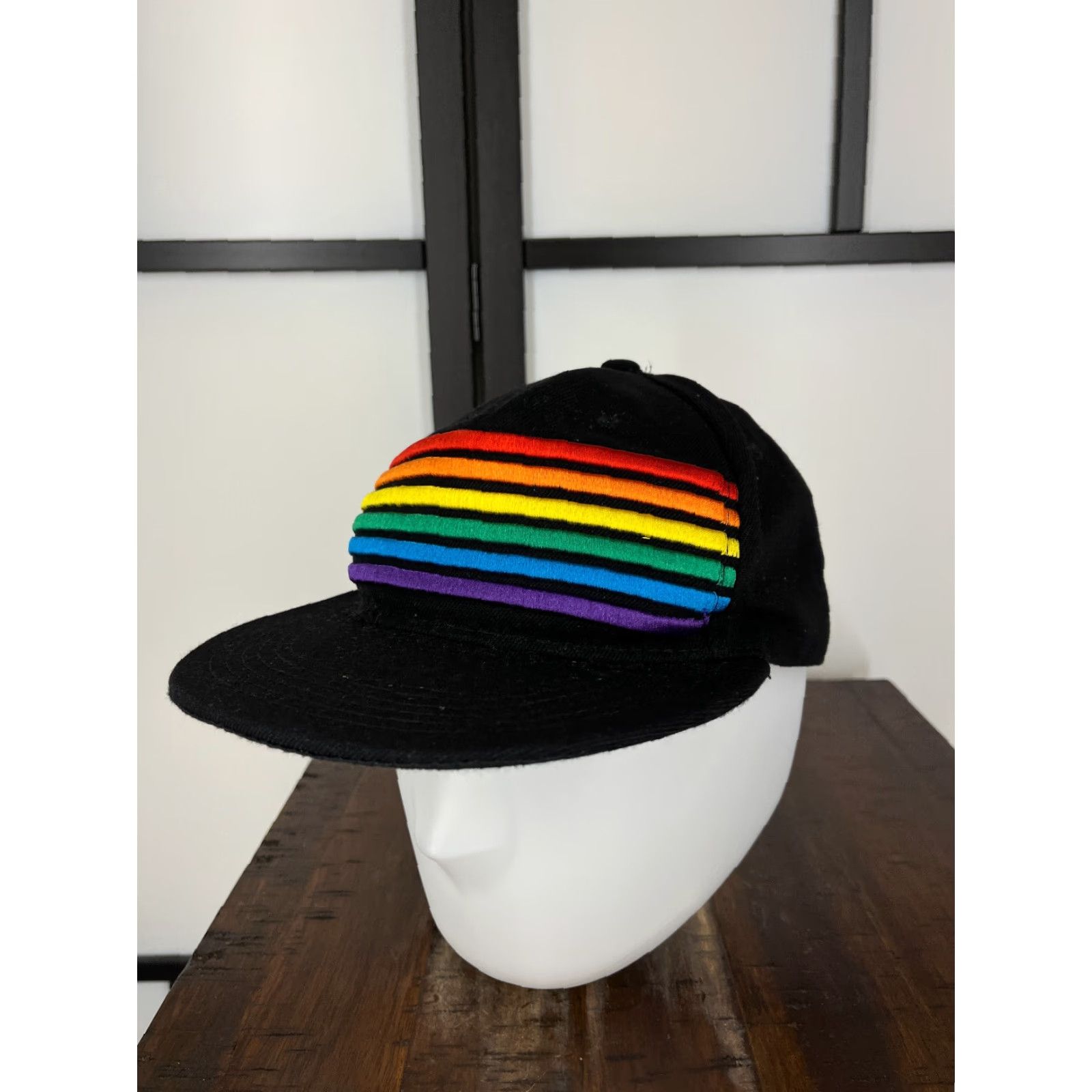 Rainbow New Glory Cap Snap Back Adult One Size Black Rainbow Pride Embroidered Polyester Hat/Cap Adjustable, Lightweight Unisex Adults NS Size ONE SIZE - 4 Thumbnail