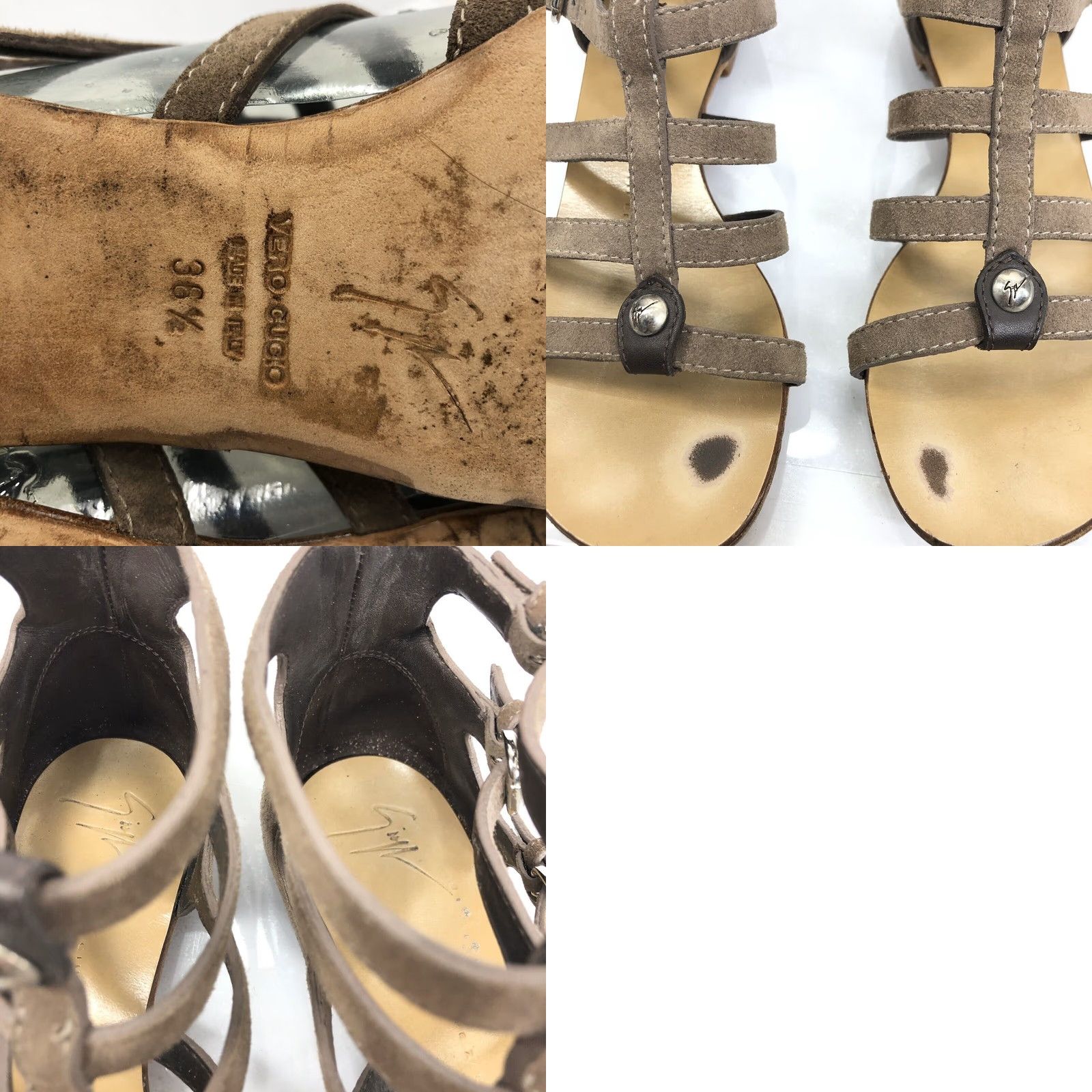 Giuseppe Zanotti VINTAGE GIUSEPPE ZANOTTI Womens Sandals Gladiator Beige Suede Made in Italy 6.5 / 36.5 Buckle Shoes Womens Size US 7 / IT 37 - 8 Thumbnail