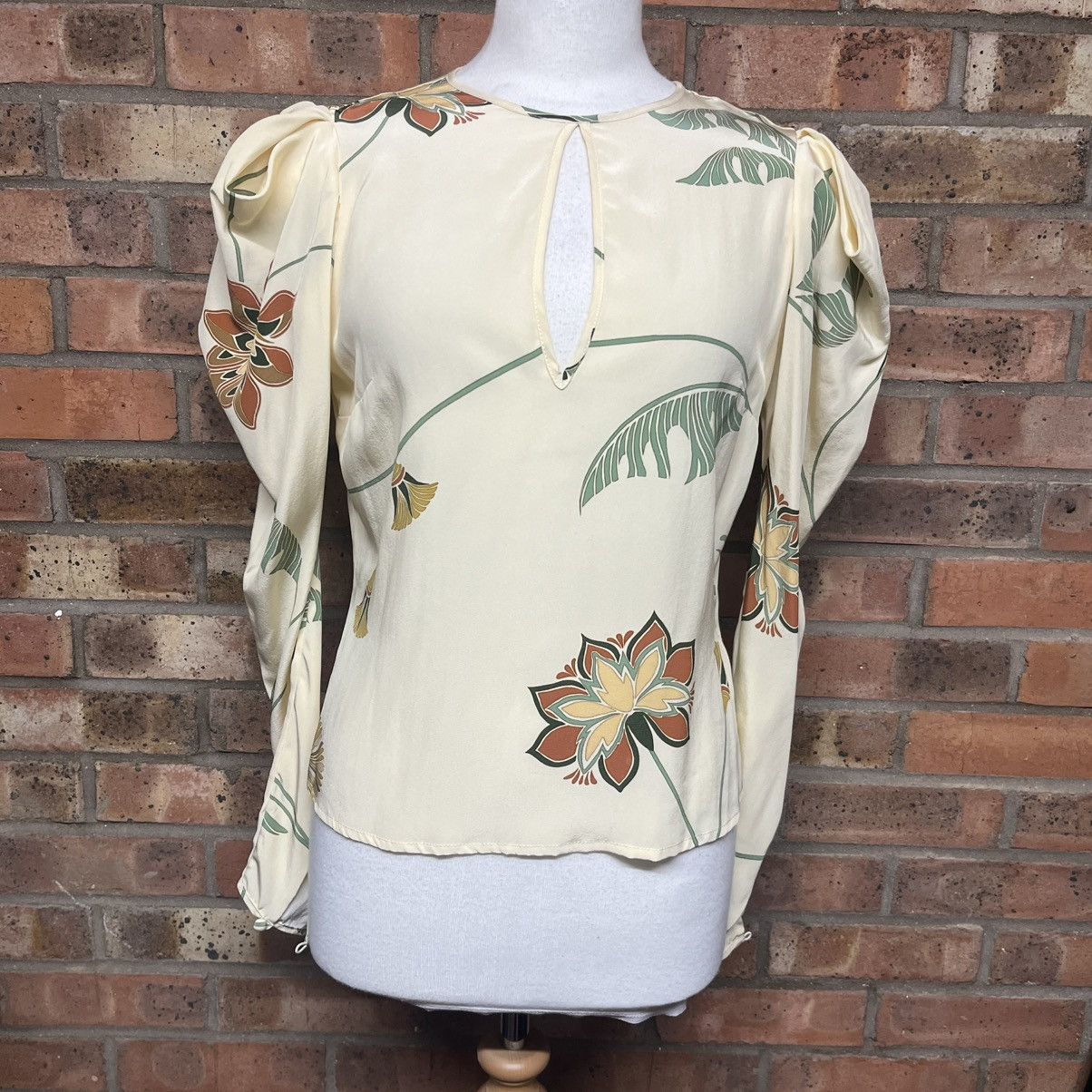 Other Johanna Ortiz Cheerful Midnight Puffed Sleeve Silk Blouse Size XS / US 0-2 / IT 36-38 - 1 Thumbnail