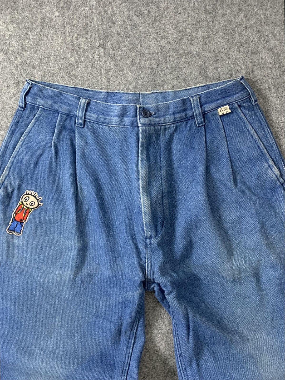 Japanese Brand × Vintage Vintage Blue 'Custome Patch by Squeekk' Baggy Fit Longpants Size US 30 / EU 46 - 5 Thumbnail
