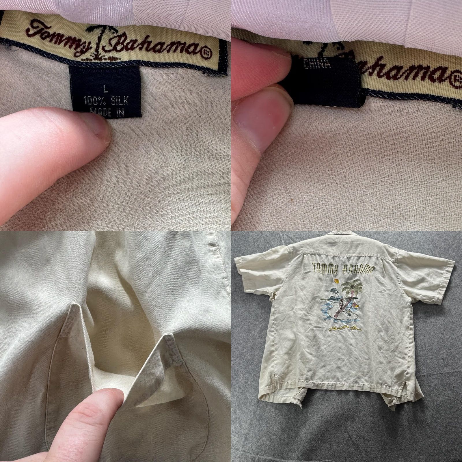 Tommy Bahama Tommy Bahama Shirt Mens L Beige Silk Paradise Relax Embroidered Back Graphic Size US L / EU 52-54 / 3 - 9 Thumbnail