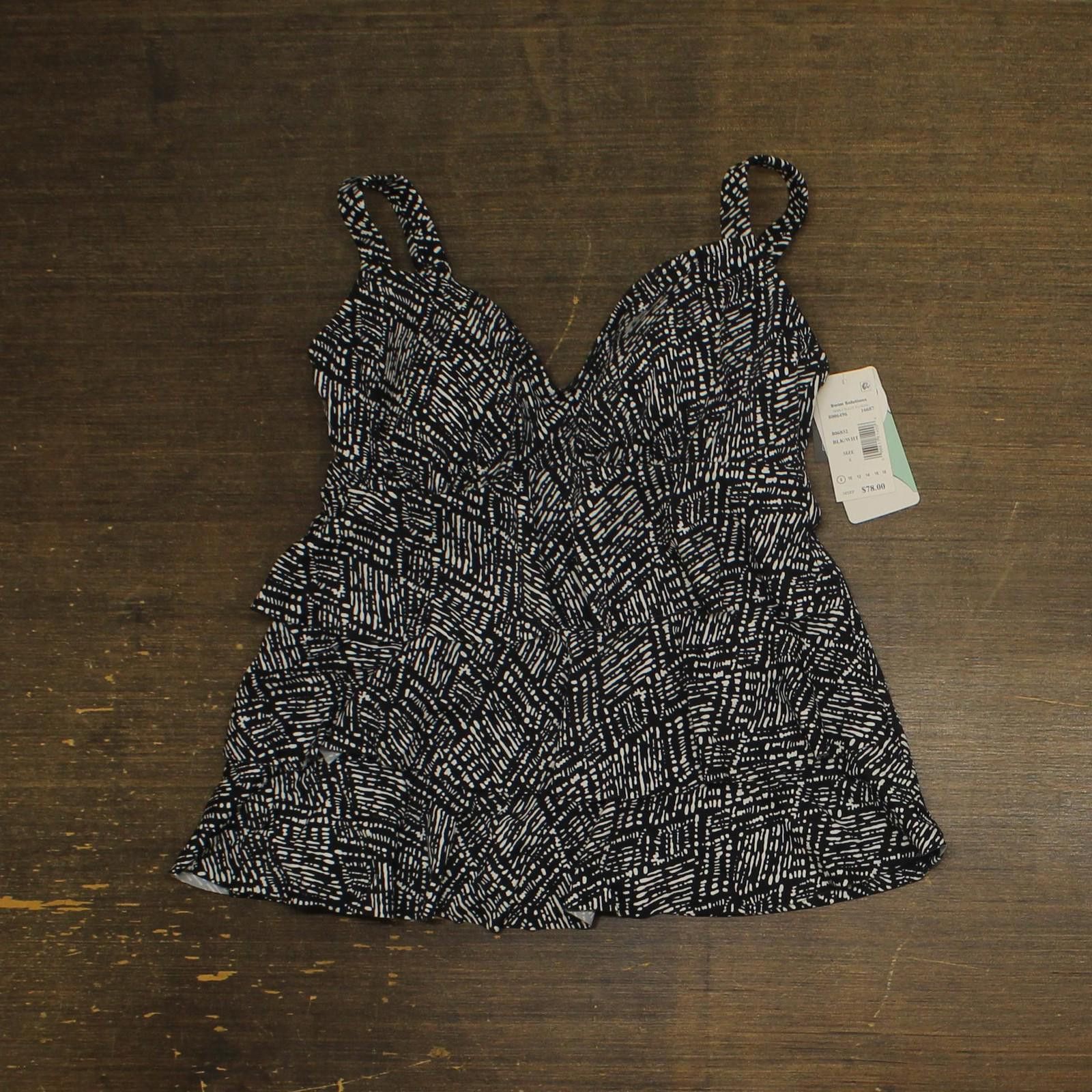 Other Nwt Swim Solutions Tier Tankini Swim Top Black / White 8 Size ONE SIZE - 1 Thumbnail