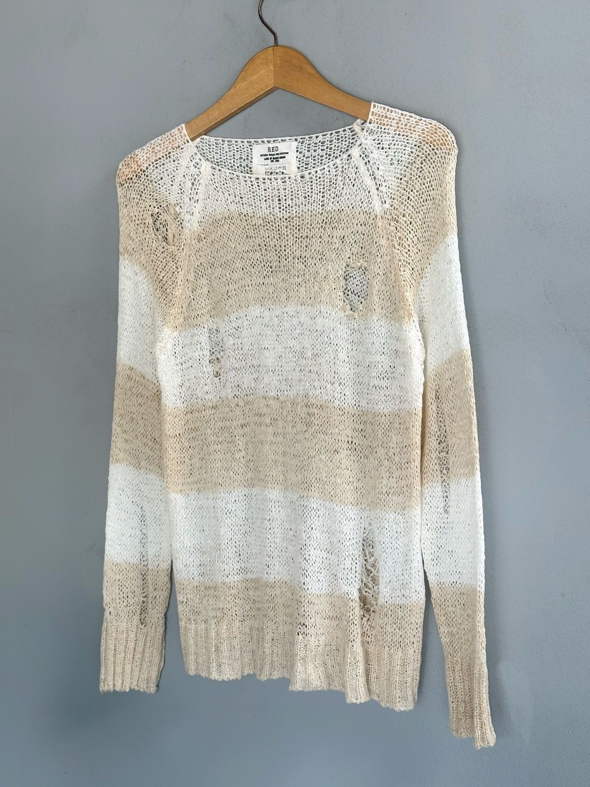 Beauty Beast × Hysteric Glamour × Japanese Brand Distressed Knit Fishnet Grunge RED Sweater Like Number Nine Size US M / EU 48-50 / 2 - 2 Thumbnail
