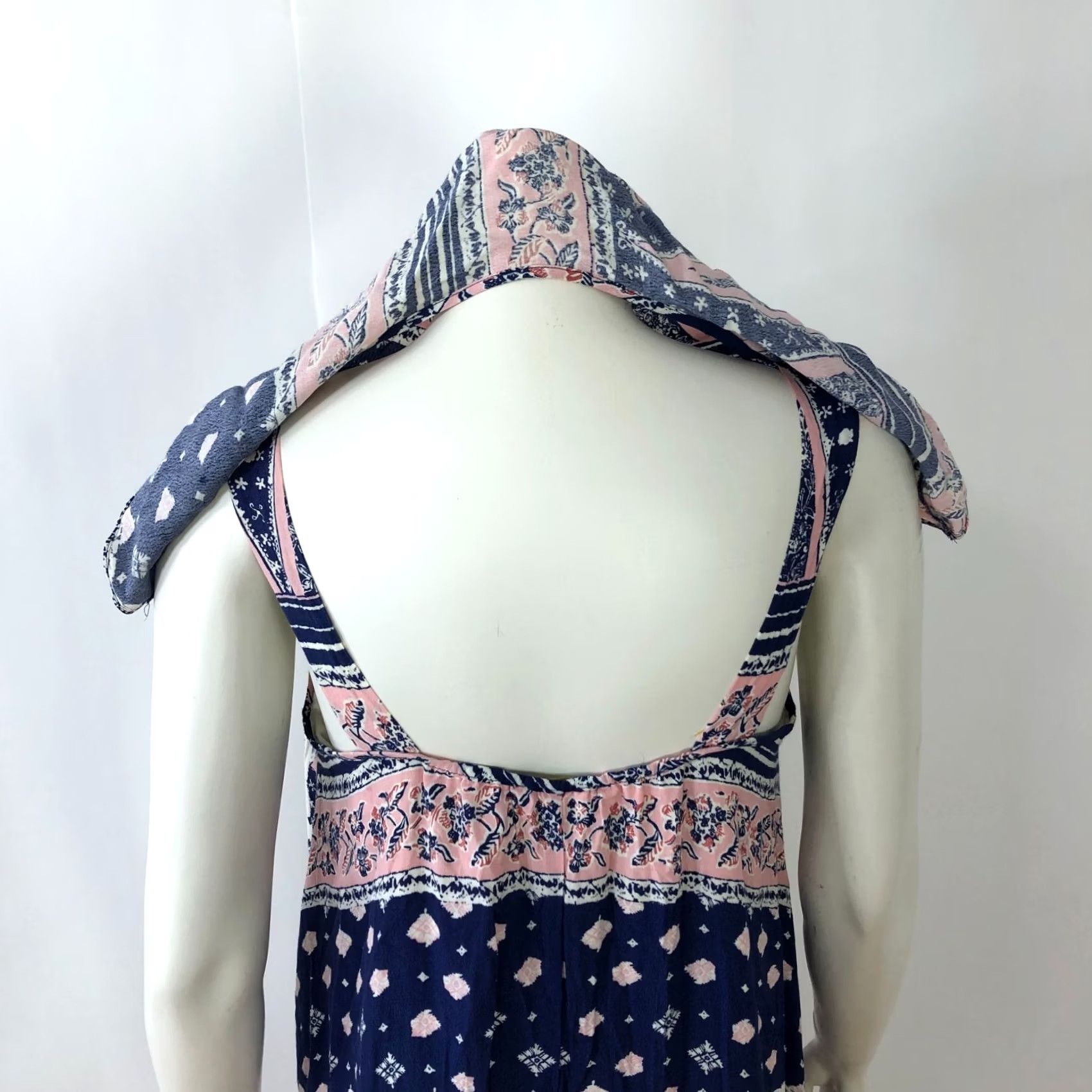 Vintage Maeve Anthropologie Small A-Line Viscose Midi Dress All Over Print Blue Sleeveless Pullover V-Neck - Regular Women's Size S Dress Size S / US 4 / IT 40 - 6 Thumbnail