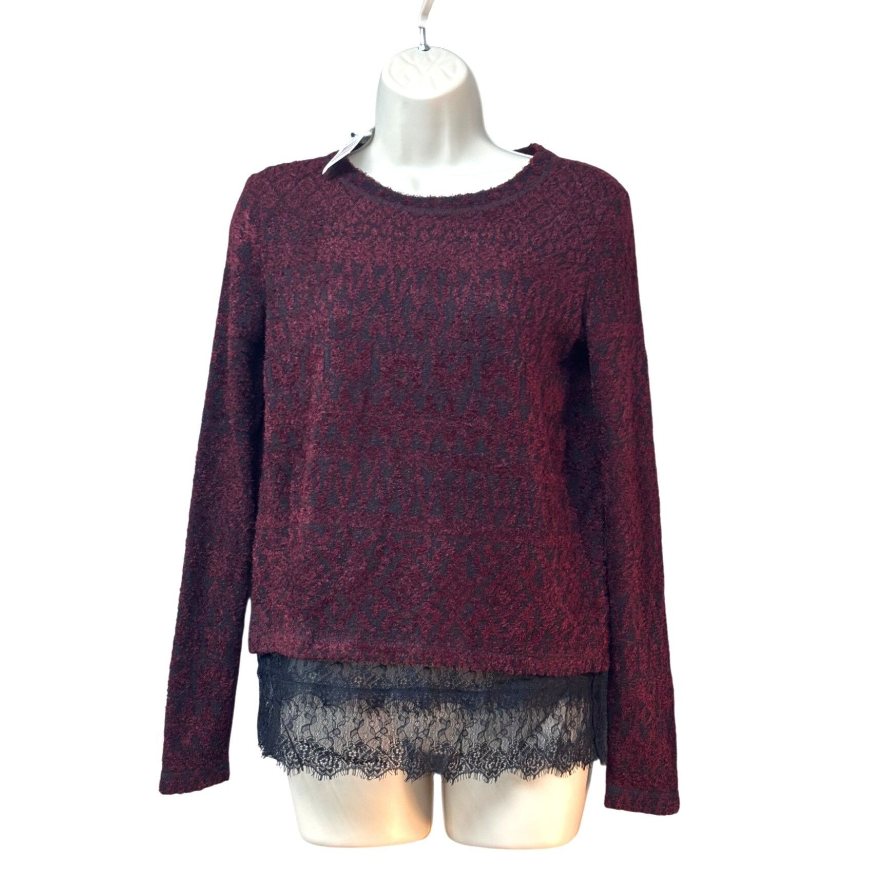 Jessica Simpson Jessica Simpson Junior’s Luna Lace-trimmed Sweater, Red Ve Size XS / US 0-2 / IT 36-38 - 2 Thumbnail