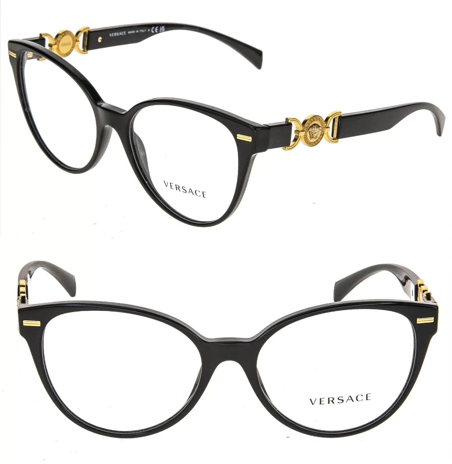 VERSACE Medusa logo Buckle VE3334 Black Gold Eyeglass 3334
