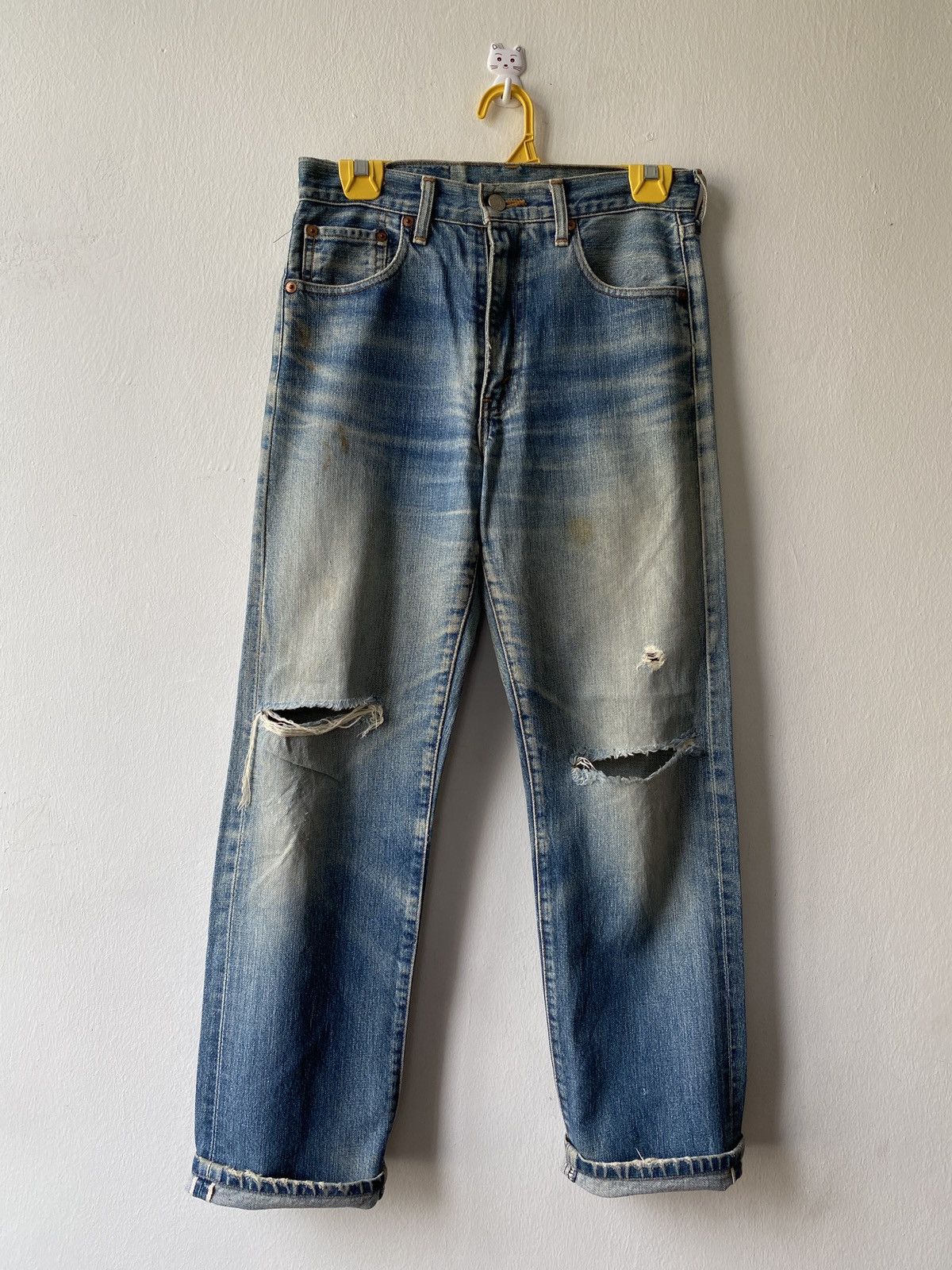 Levi's × Levi's Vintage Clothing × Vintage Vintage Levi’s 502 XX Distressed Selvedge Denim Size US 27 - 1 Thumbnail