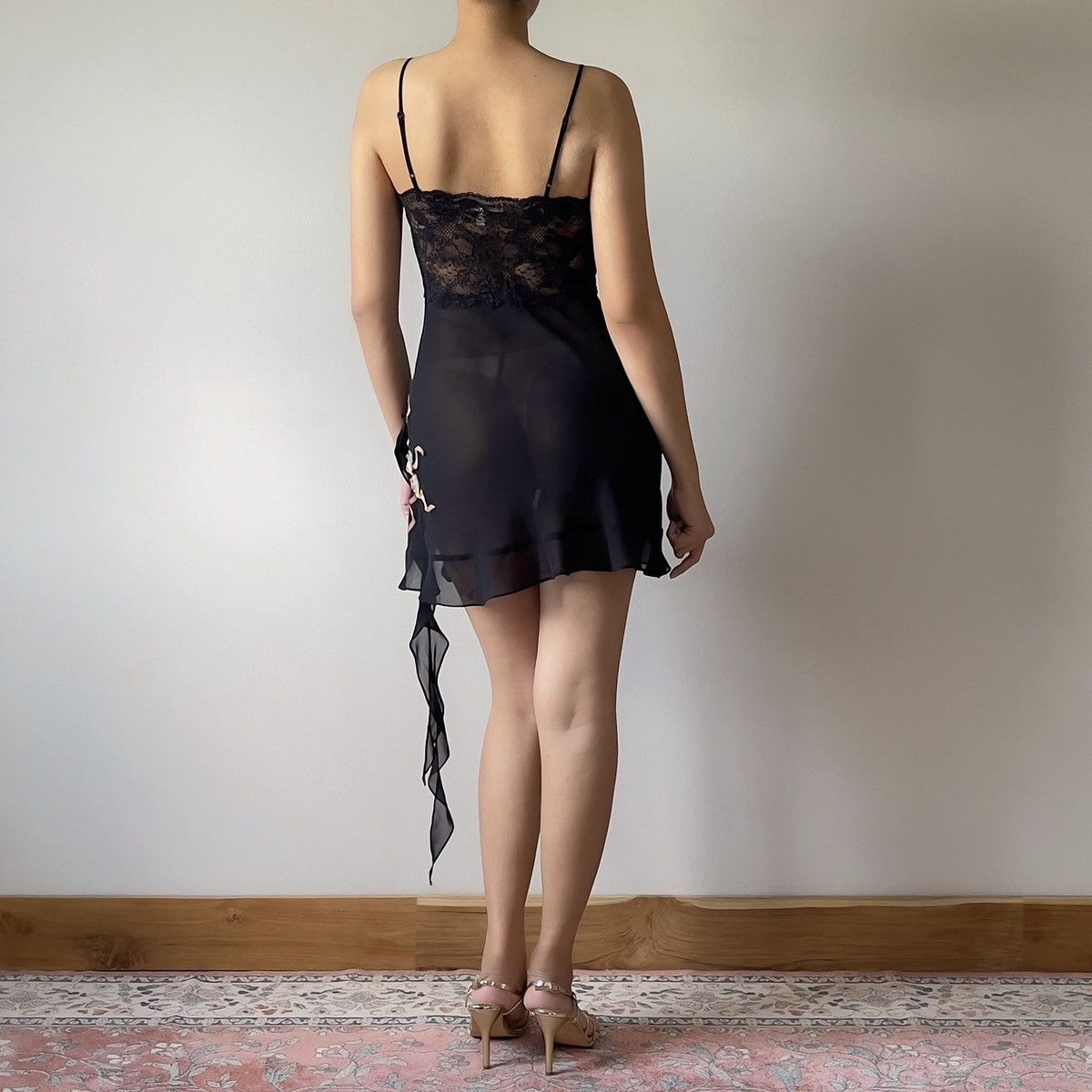 Victoria's Secret Romantic Black Chiffon Semi-Sheer Mini Dress (XS-S) Size S / US 4 / IT 40 - 9 Thumbnail