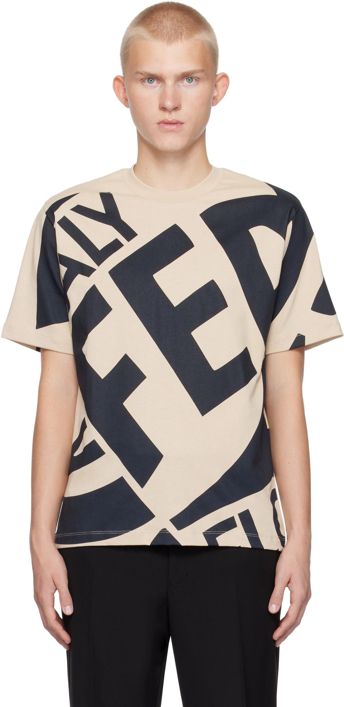 Salvatore Ferragamo o1s1rm0126 Graphic T-Shirt in Beige/Black Size US L / EU 52-54 / 3 - 2 Thumbnail