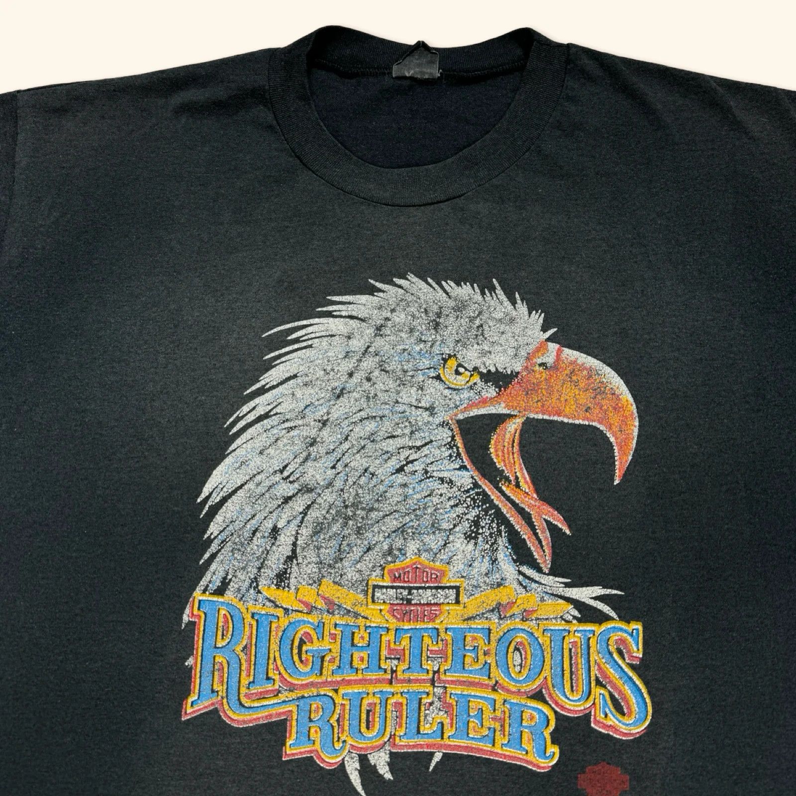 Harley Davidson Harley Davidson Righteous Ruler 80s Vintage T-Shirt Size US XXL / EU 58 / 5 - 2 Thumbnail