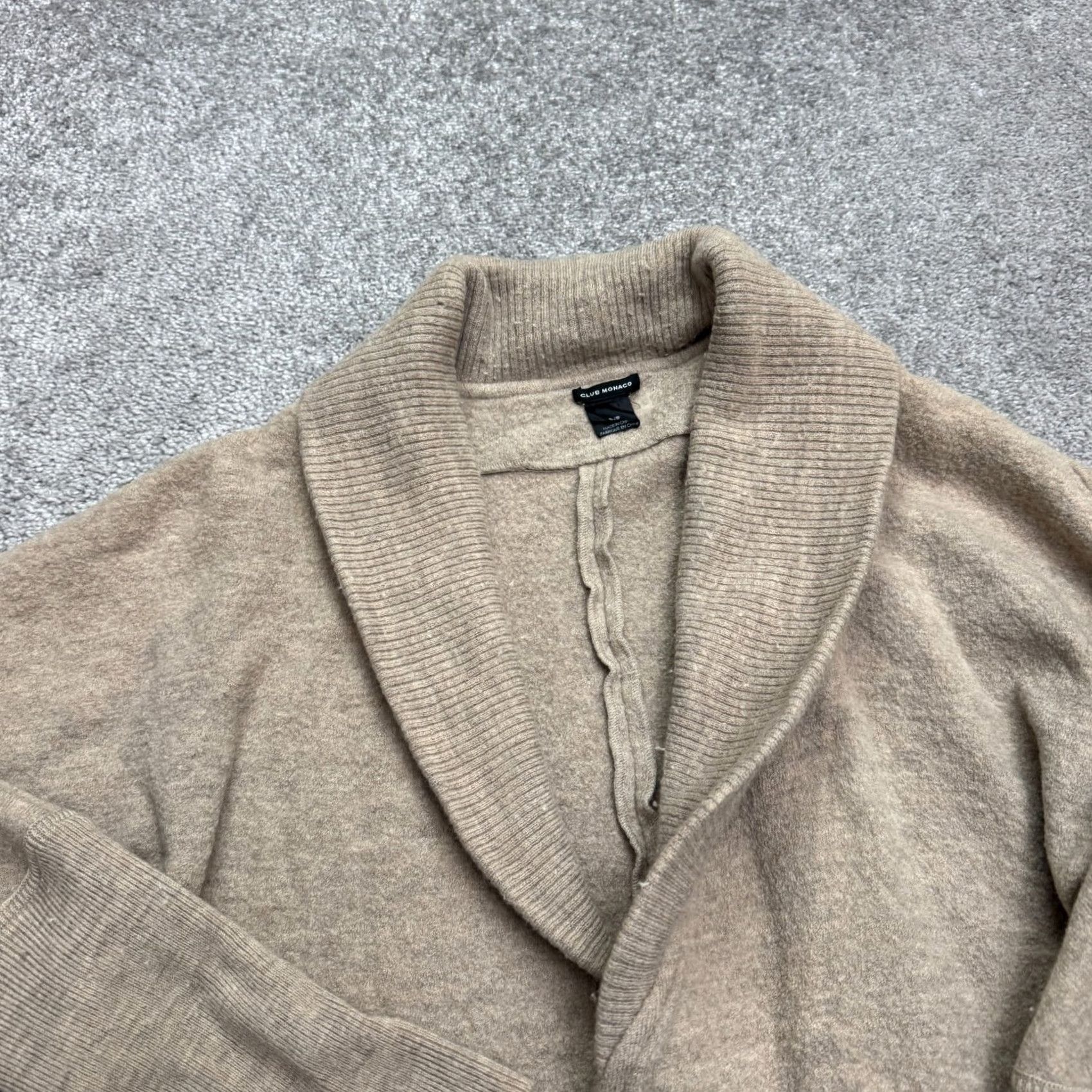 Club Monaco VINTAGE Club Monaco Wool Belted Cardigan Sweater Womens Small Wrap Coat Oatmeal Knit Size S / US 4 / IT 40 - 3 Thumbnail