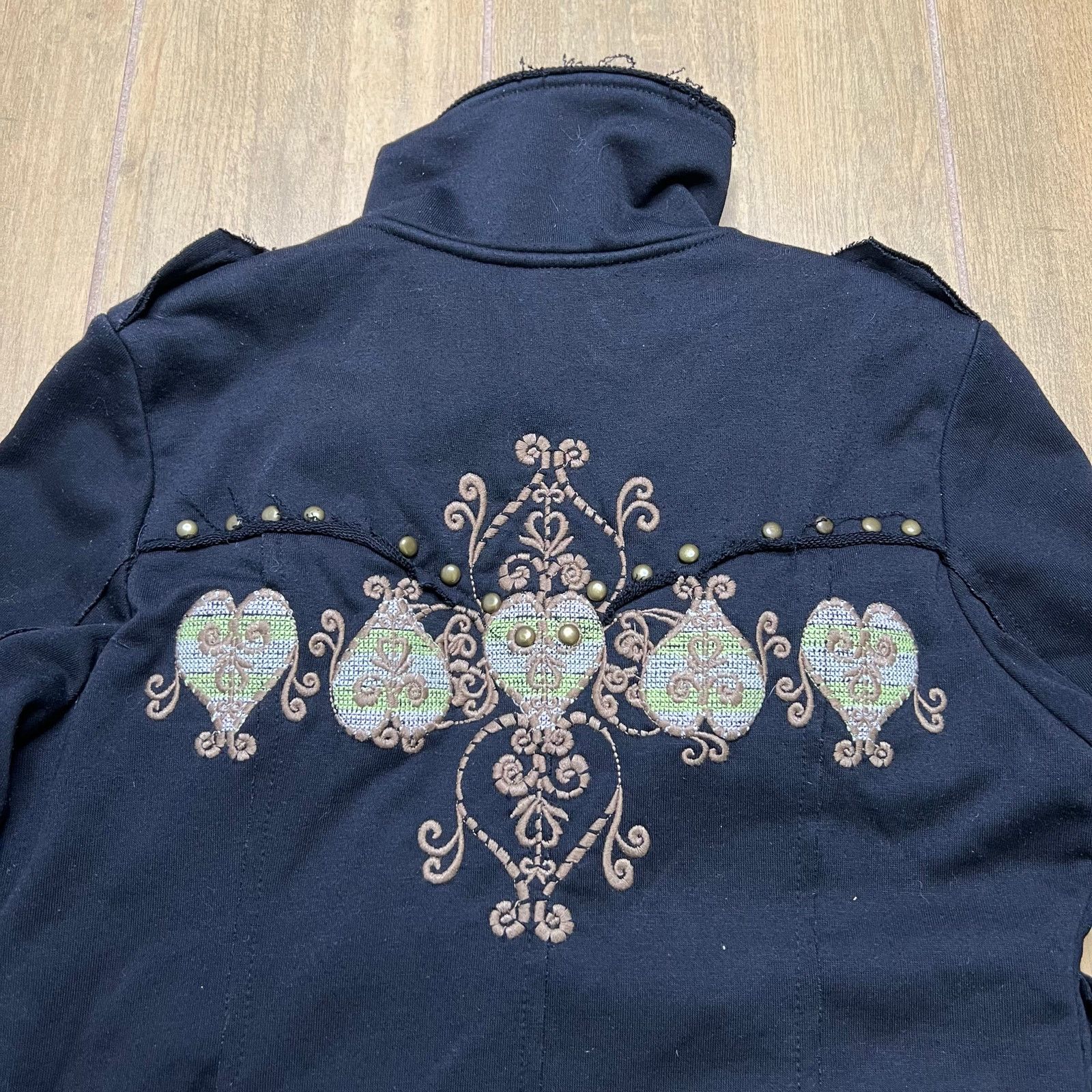 Vintage RAG COUTURE Jacket Womens M Black Embroidered Studded Y2K Size M / US 6-8 / IT 42-44 - 12 Thumbnail