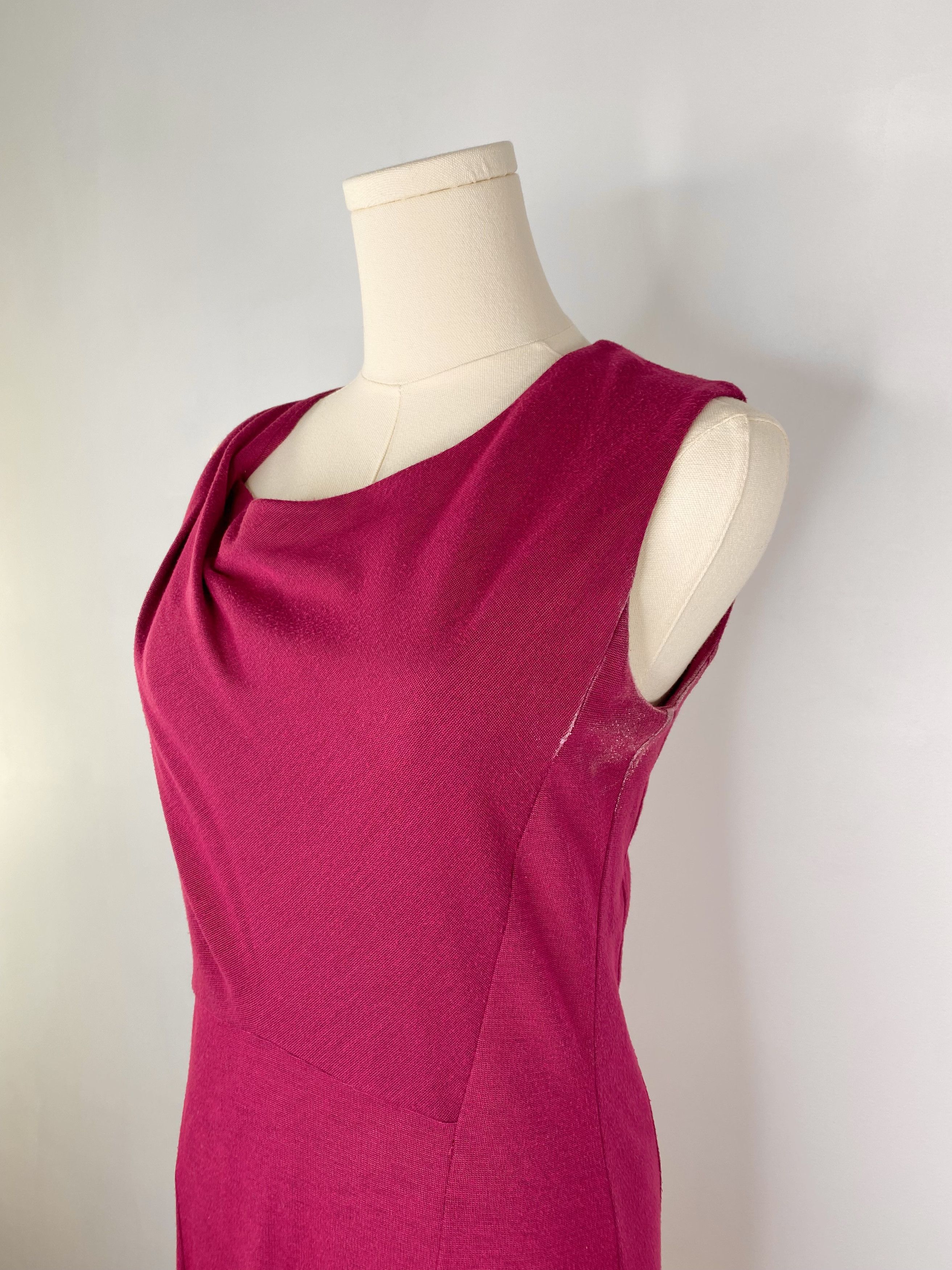 Vintage Ronen Chen - Deep Magenta Bodycon Sleeveless Dress Size S / US 4 / IT 40 - 2 Thumbnail