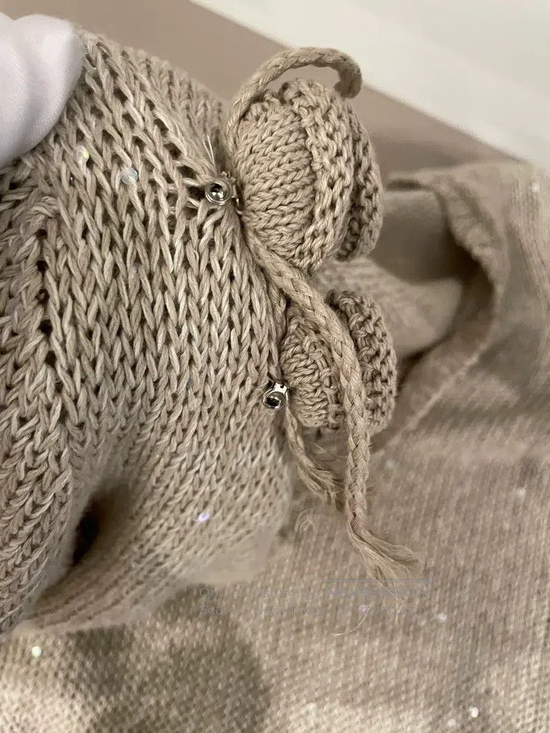 Brunello Cucinelli Brunello Cucinelli Light Khaki Linen Sequin Sweater Size M / US 6-8 / IT 42-44 - 7 Thumbnail