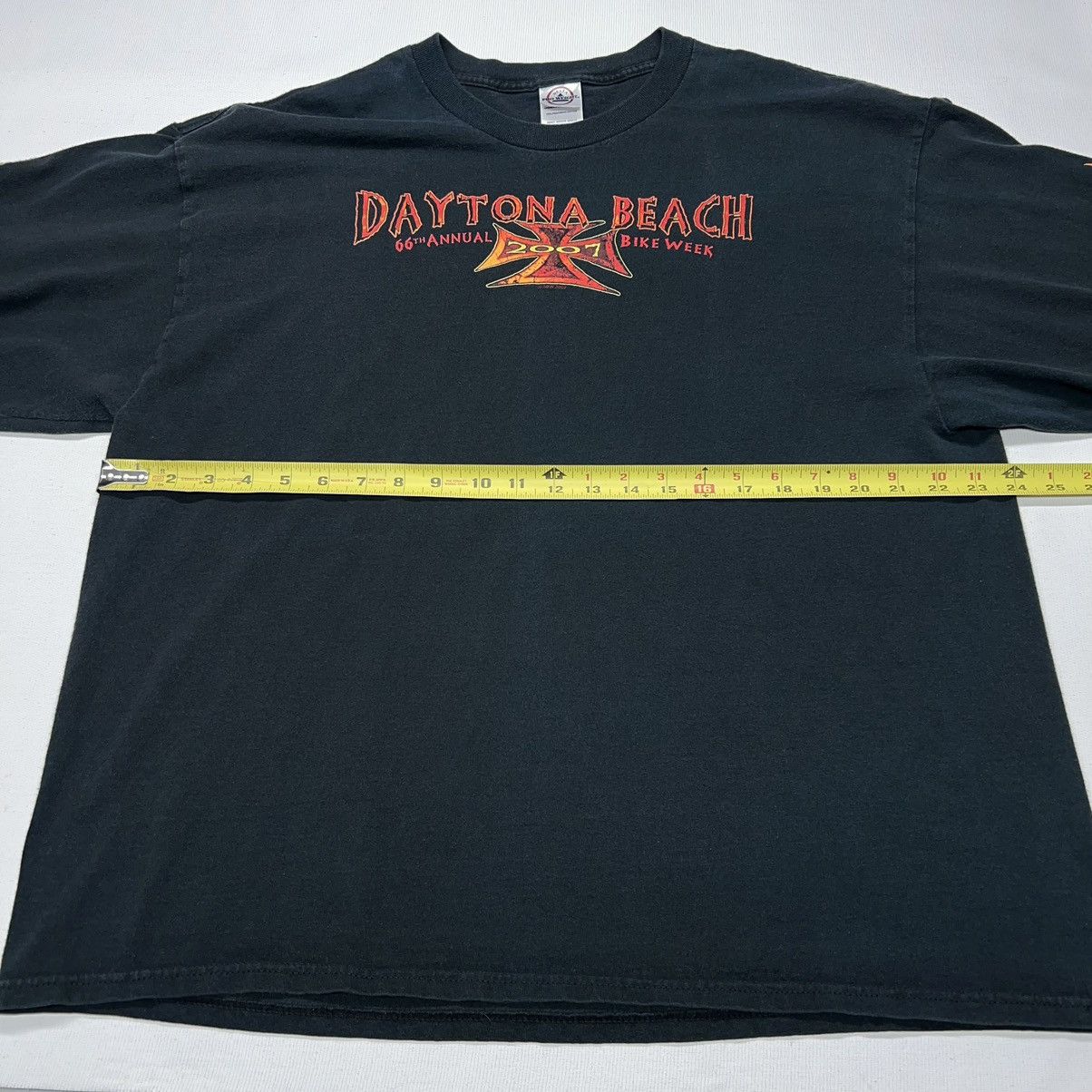 Delta × Vintage Daytona Beach Bike Tee Shirt Black Long Sleeve Biker Flames Size US XXL / EU 58 / 5 - 20 Thumbnail