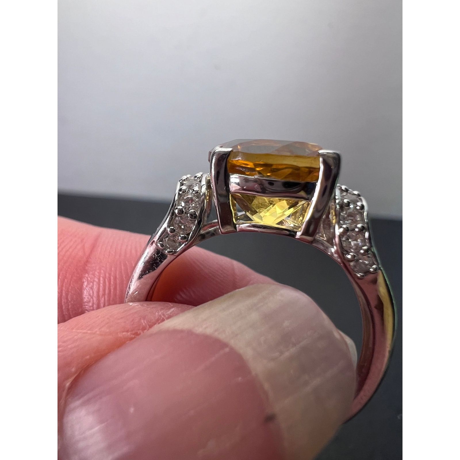 Other Yellow Citrine Sterling Silver Ring 3.08ctw size 9 Size ONE SIZE - 4 Thumbnail