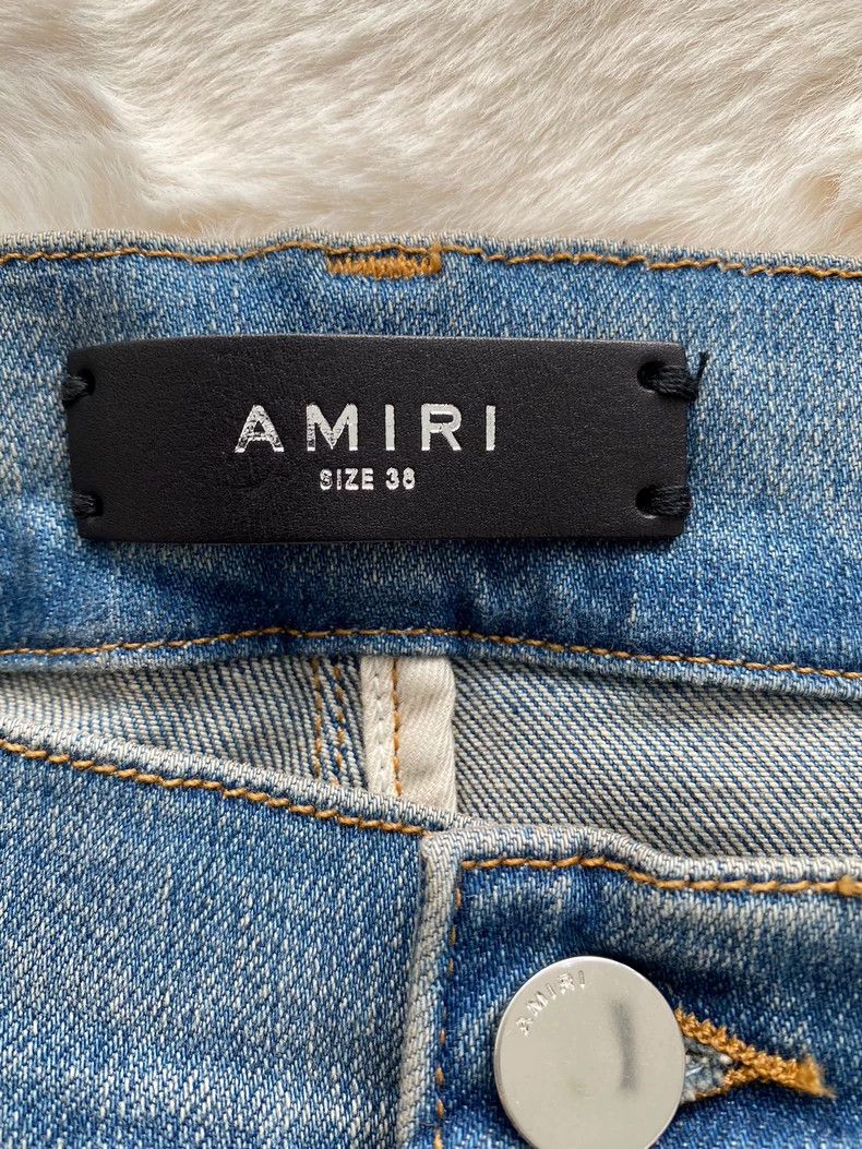 Amiri Amiri Washed blue pink cashew flower patchwork MX1 jeans 25 Size US 31 - 2 Thumbnail