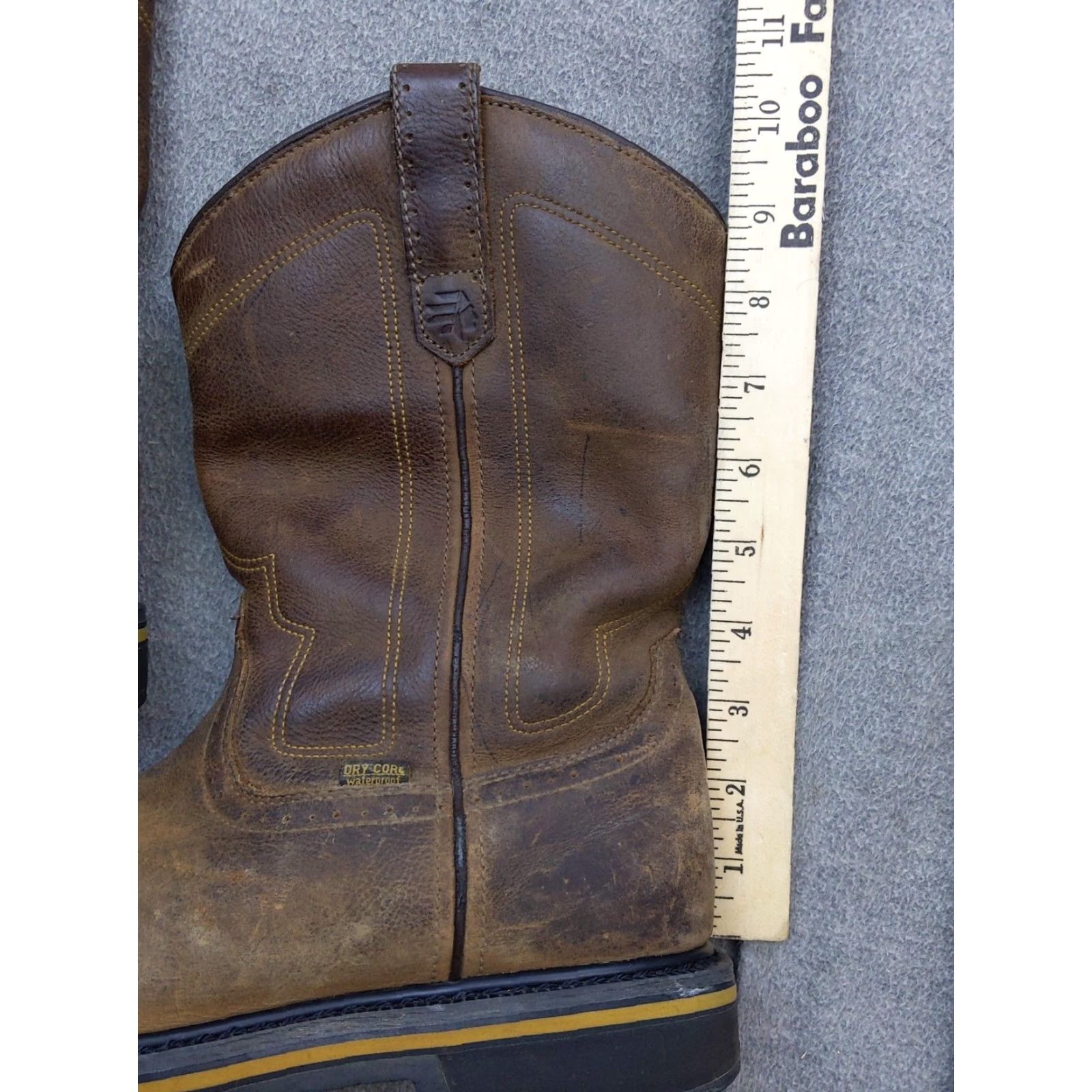 Vintage LaCrosse Tallgrass Western Work Boots Mens 9.5 Brown Waterproof Safety Toe Pull On Size US 10 / EU 43 - 2 Thumbnail