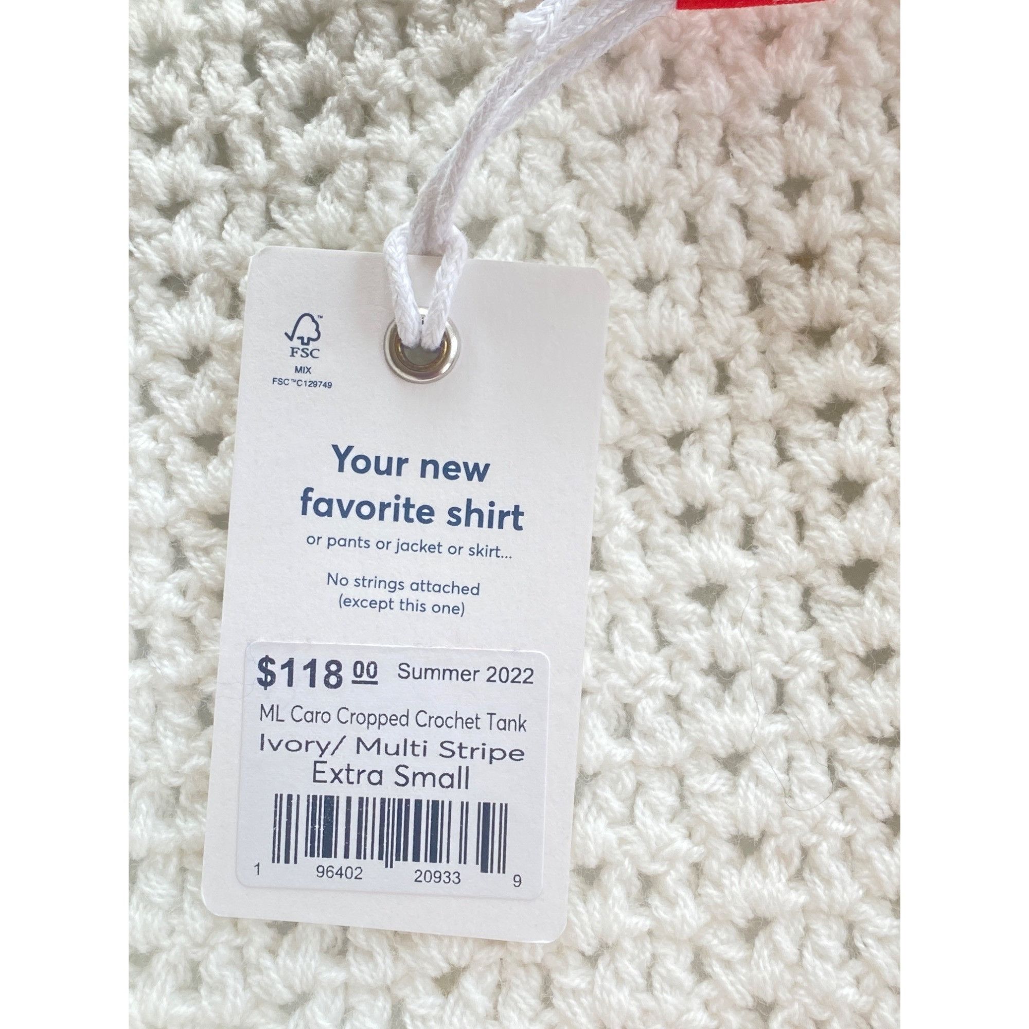 Marine Layer NWT Marine Layer $118 Crochet Crop Top W's XS Caro Tank Whit Size XS / US 0-2 / IT 36-38 - 7 Thumbnail