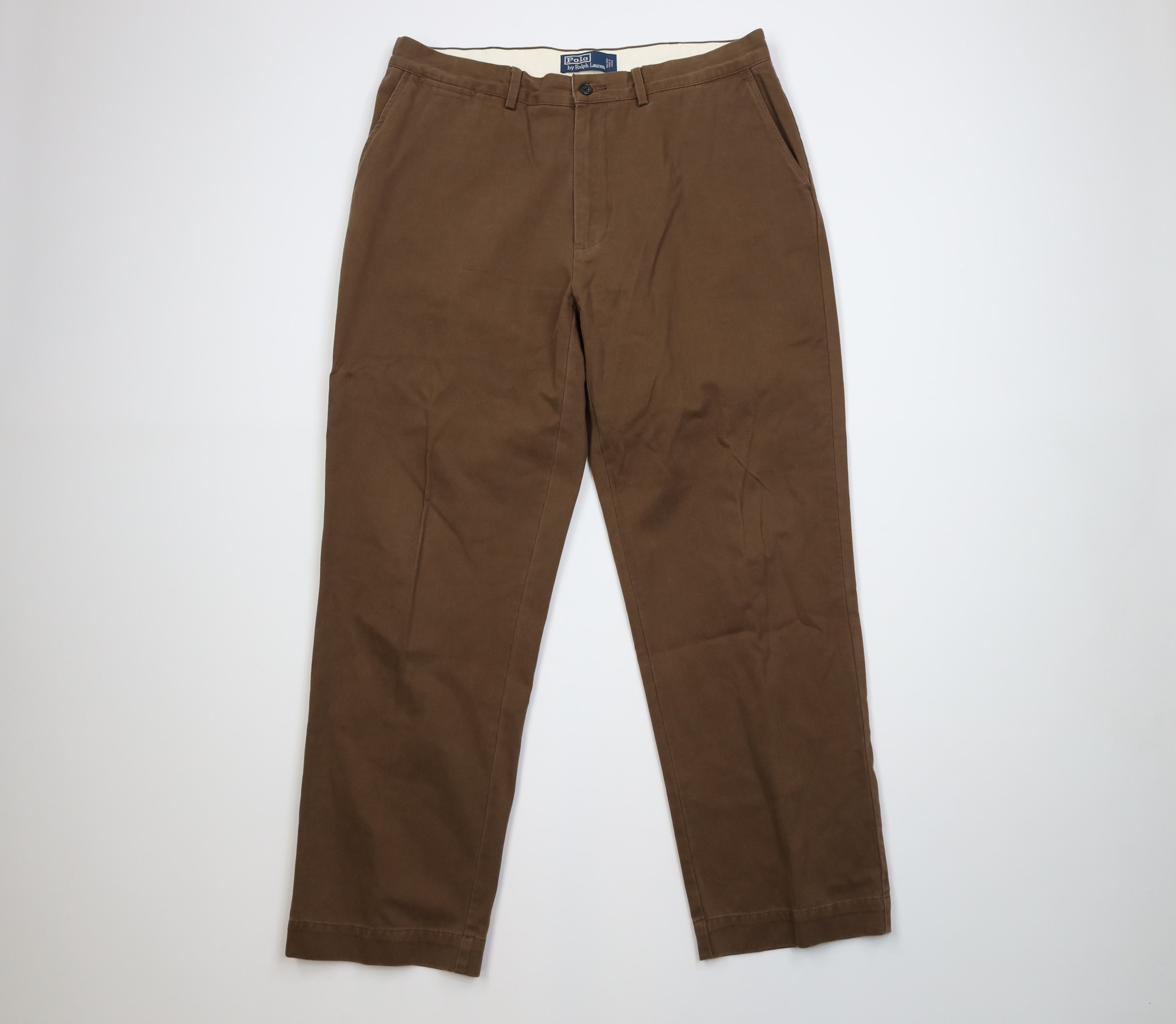 Vintage 90s Ralph Lauren Wide Leg Chino Pants Brown Cotton