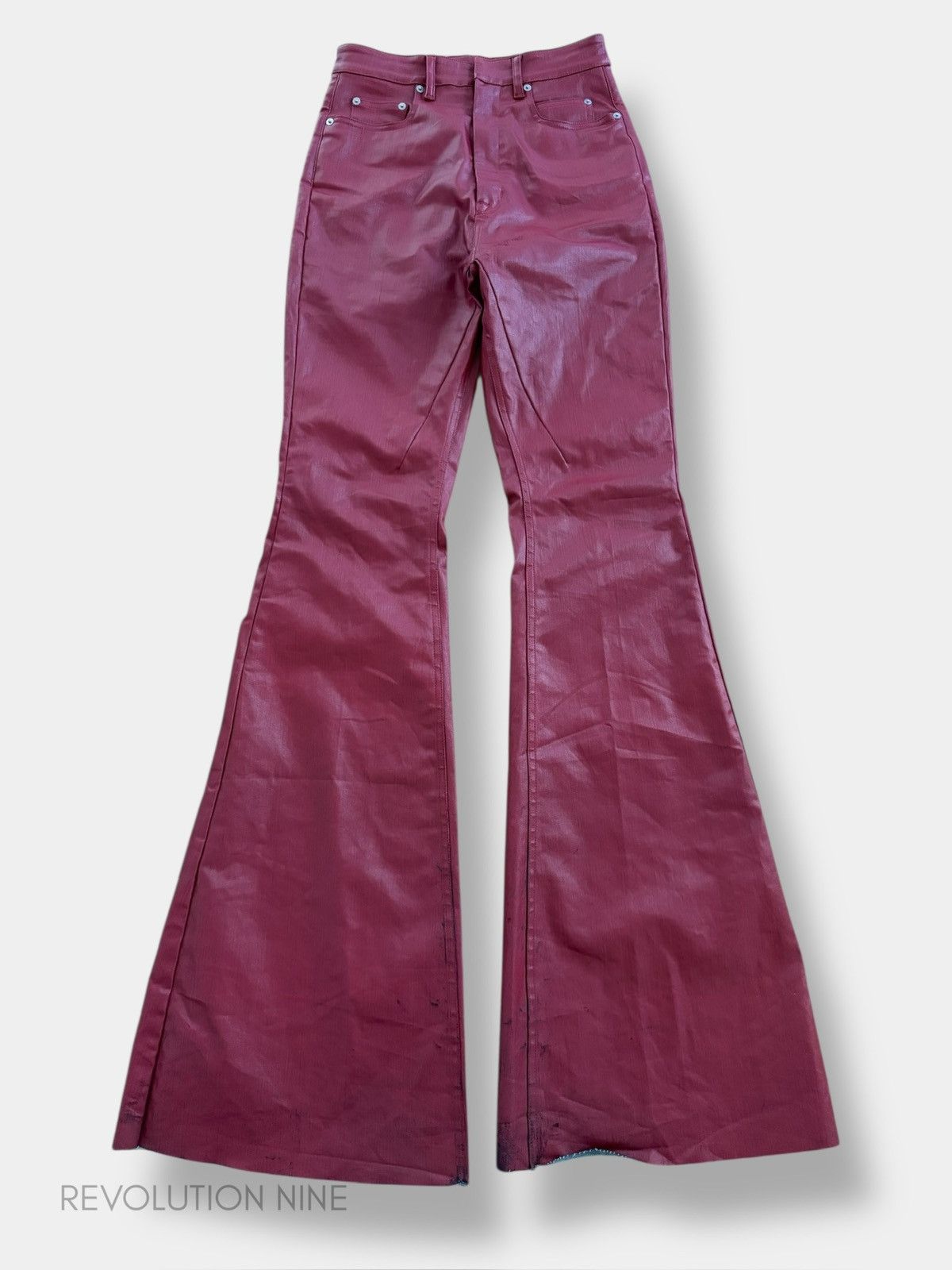 Rick Owens Rick Owens SS24 coated cardinal red bolan bootcut denim Size US 27 - 1 Thumbnail