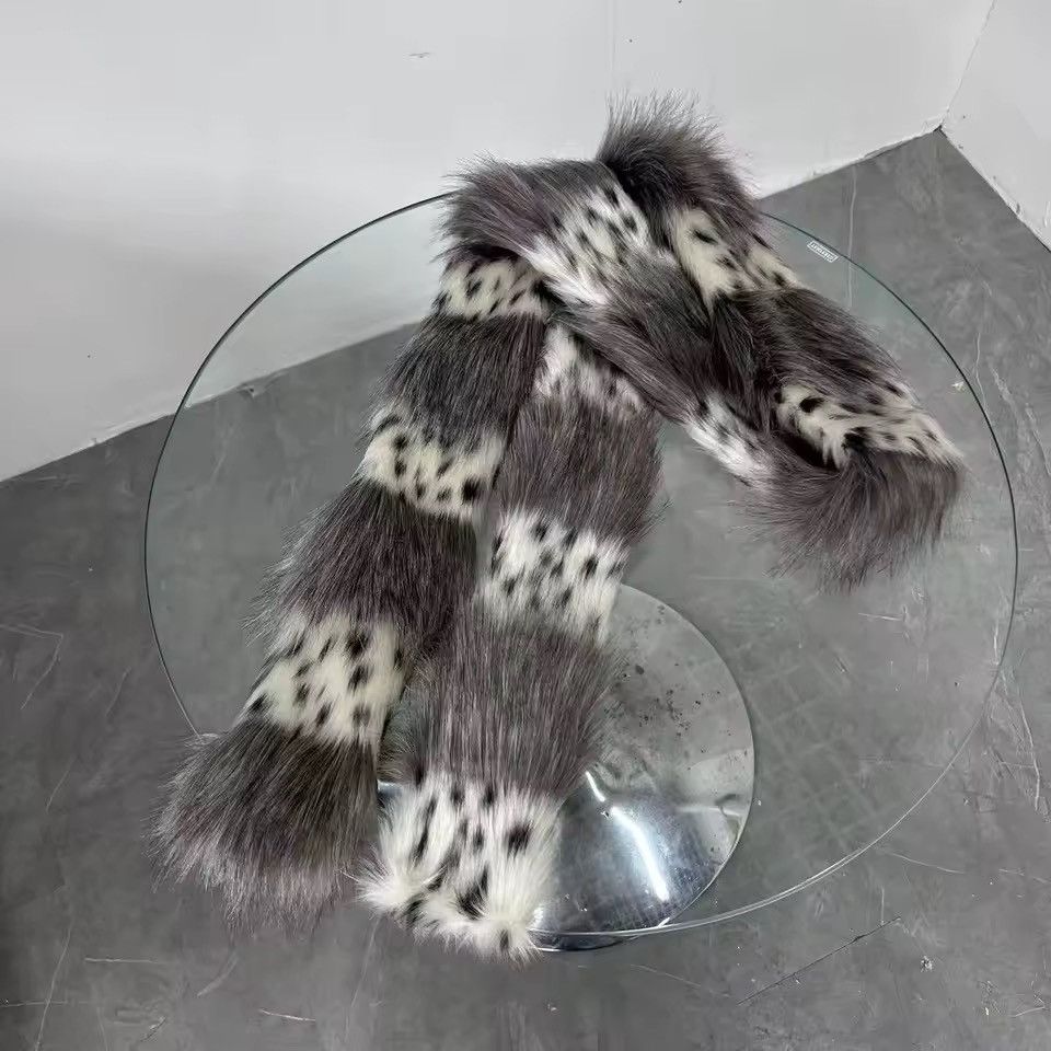 Other Faux Fur Leopard Y2k Trendy Polka Dot Plush Scarf Size ONE SIZE - 6 Thumbnail