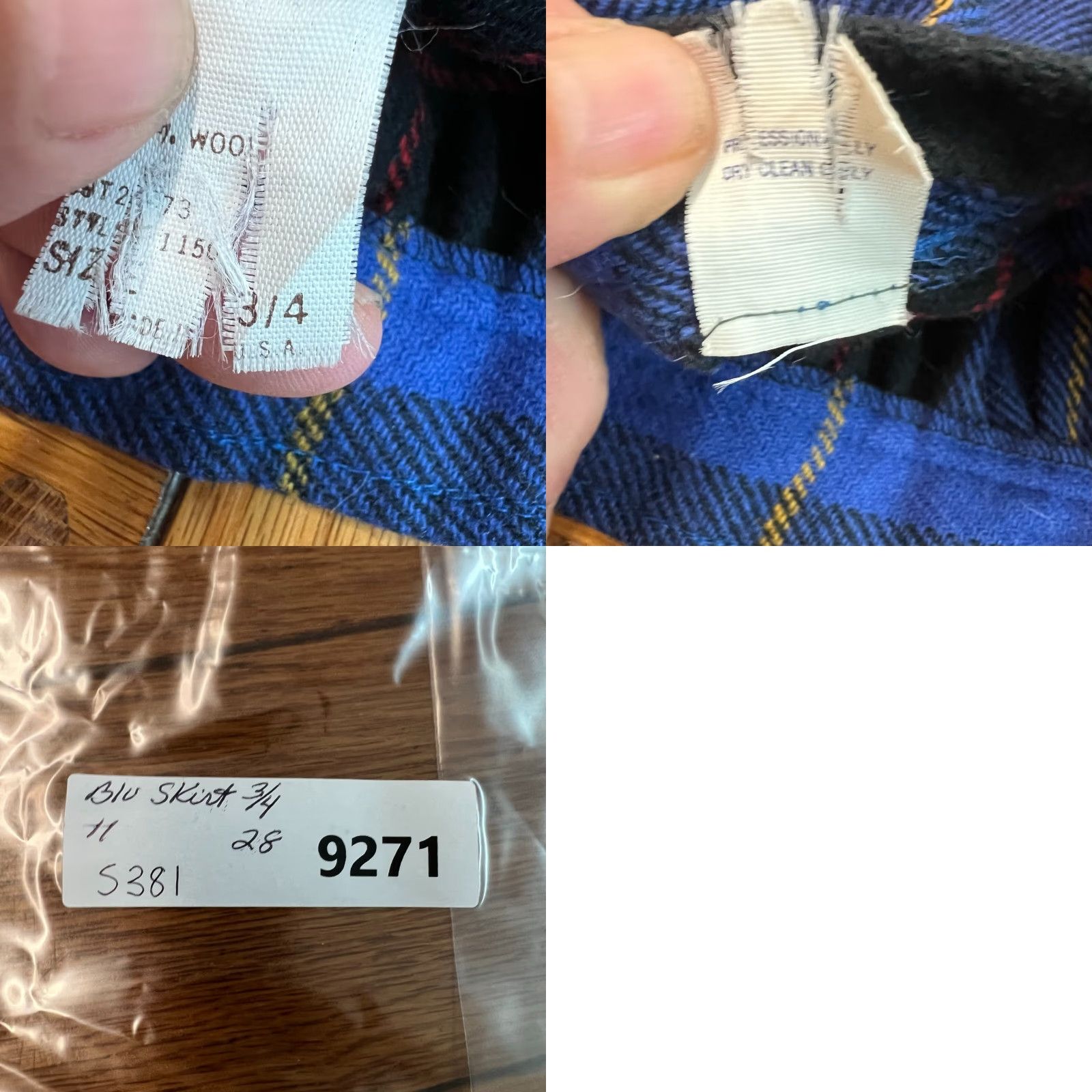 Vintage VINTAGE 100% WOOL Pleated A-Line Skirt - Blue Check Tweed Button Side Midi Women Size 4 USA Brand Unbranded Women Size 27" / US 4 / IT 40 - 8 Thumbnail