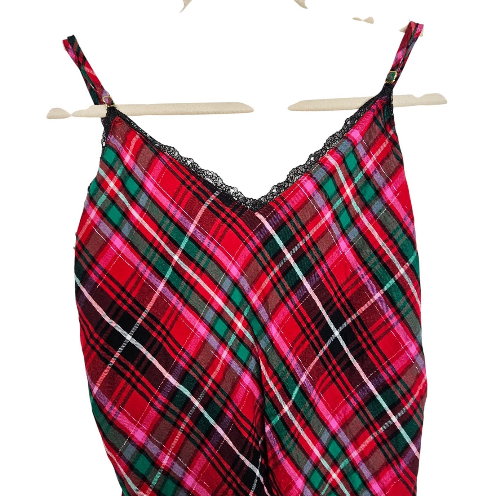 Victoria's Secret Victorias Secret Plaid Cami Slip Dress Lace M Dark Academia Size 30" / US 8 / IT 44 - 2 Thumbnail