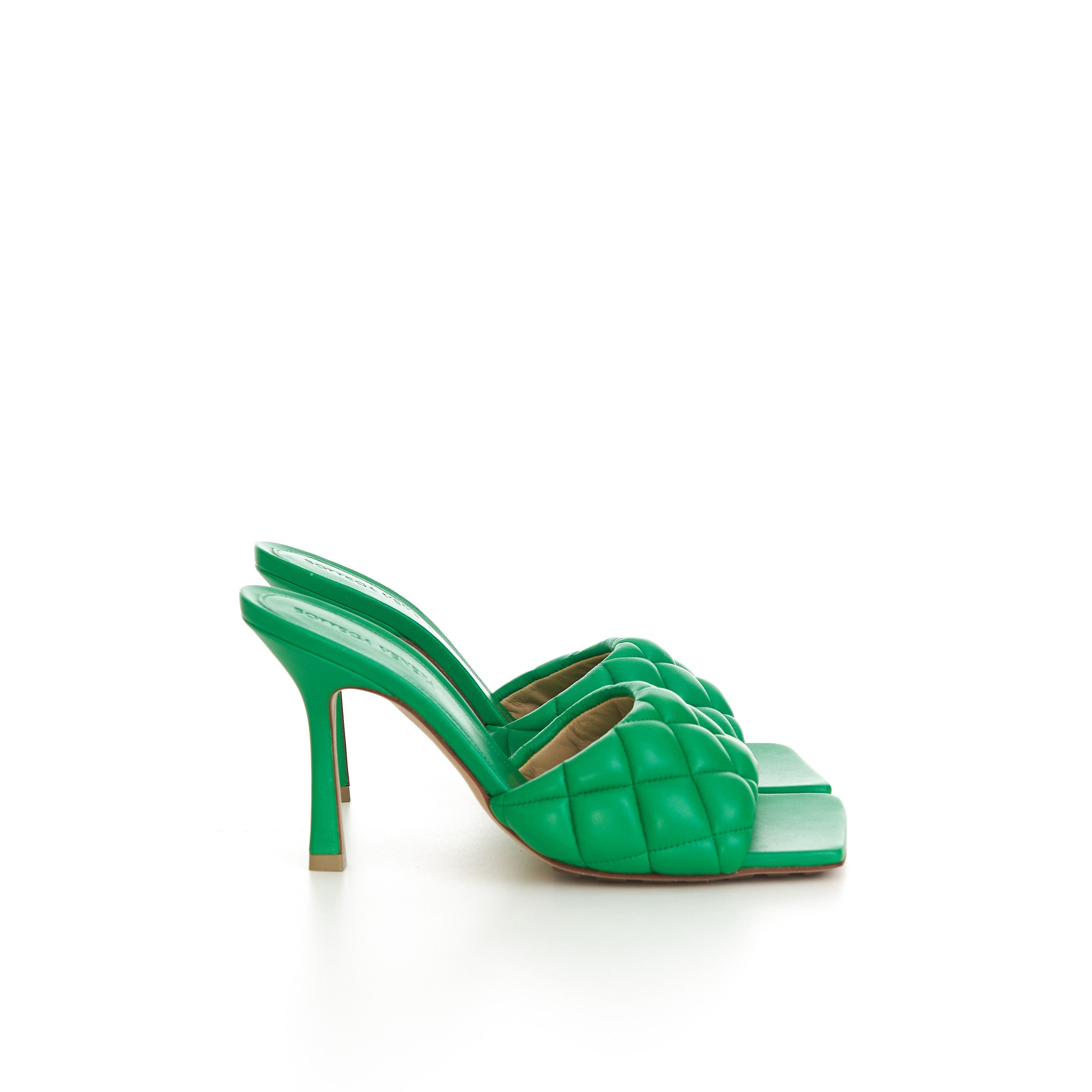 Bottega Veneta Padded Mules In Parakeet Green Quilted Leather Size US 5.5 / IT 35.5 - 2 Thumbnail