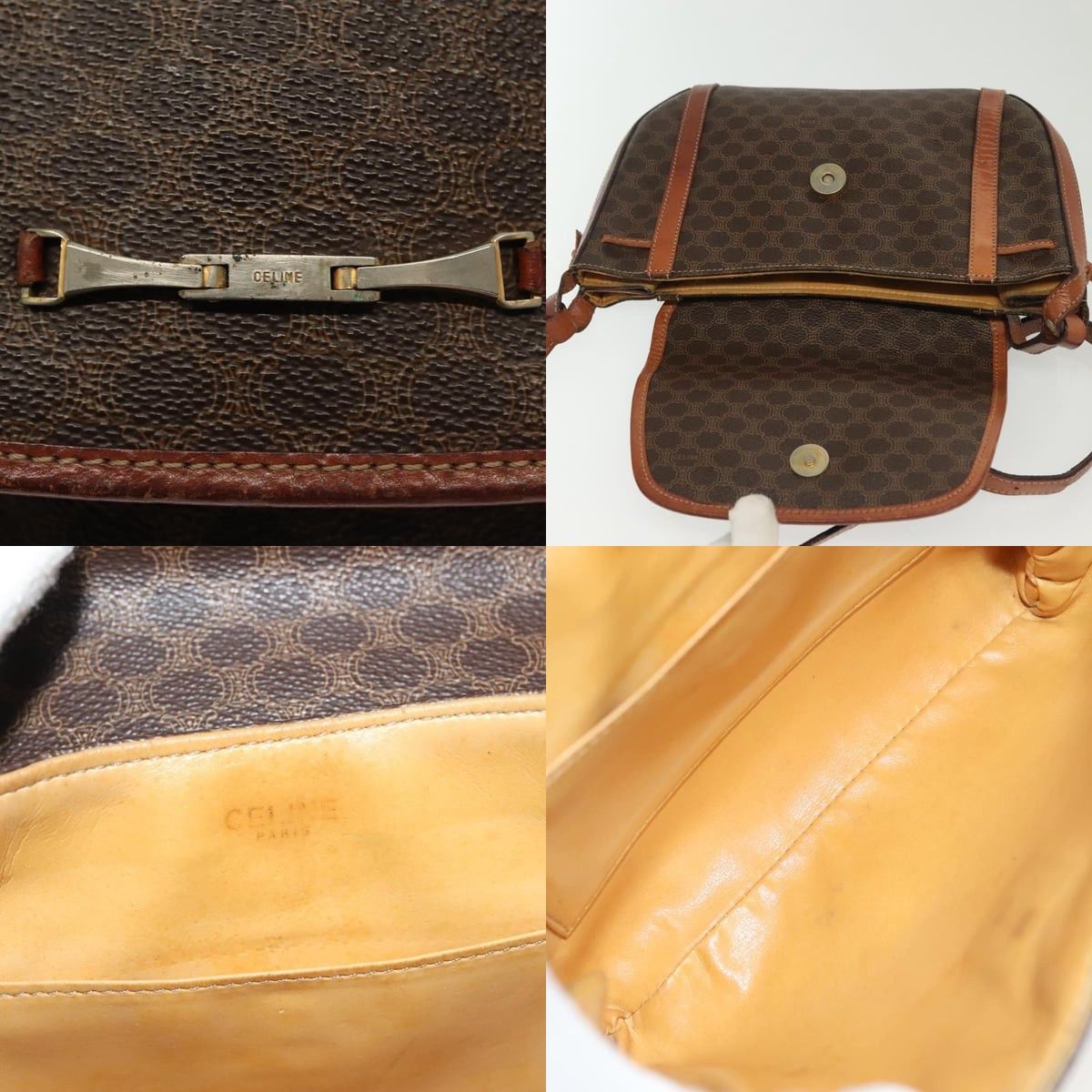 Celine CELINE Macadam Canvas Shoulder Bag Pvc Leather Brown Gold Size ONE SIZE - 11 Thumbnail