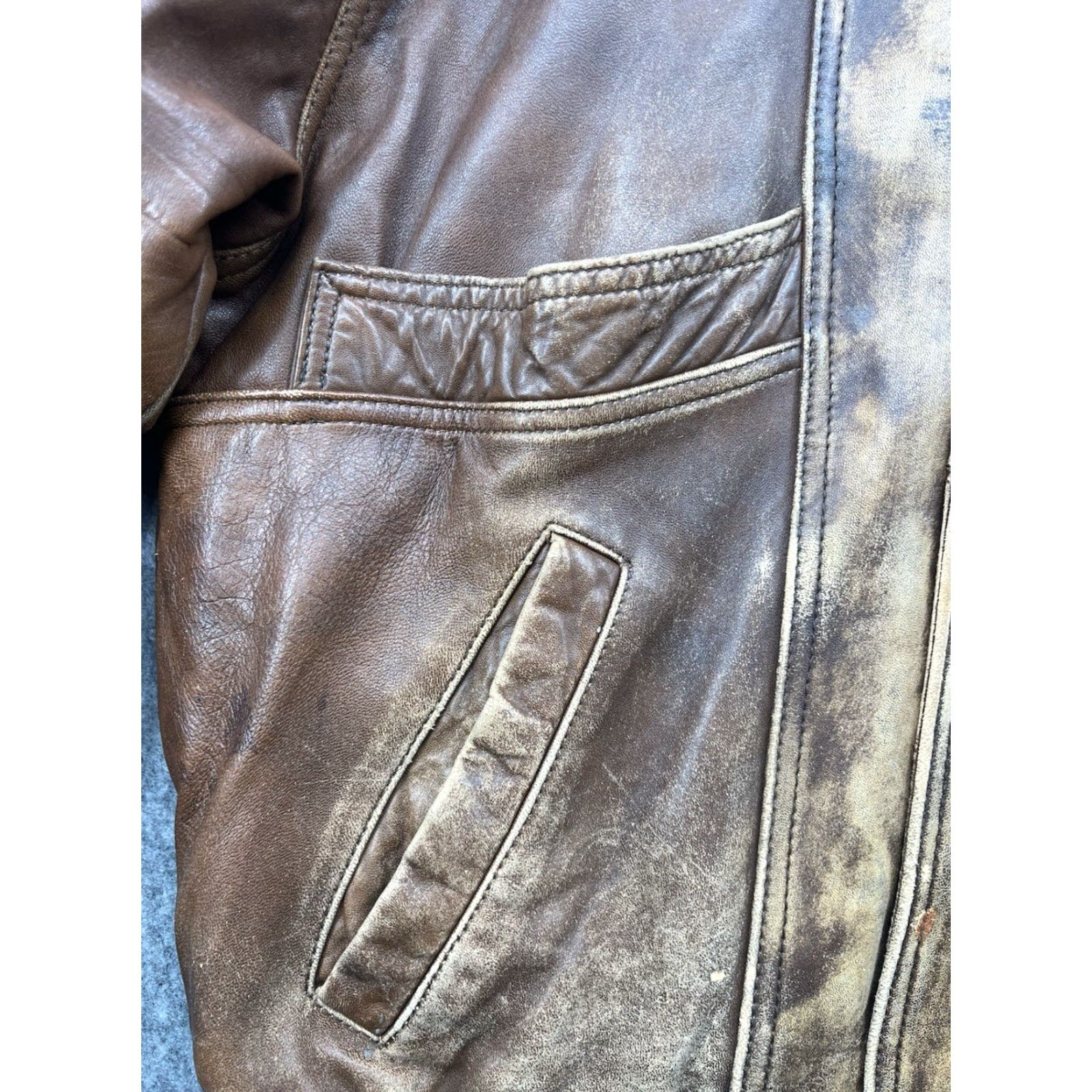 Vintage VINTAGE Mirage Bomber Jacket Mens Brown Leather Mid-Length 42 Full Zip Pockets Size US XS / EU 42 / 0 - 6 Thumbnail