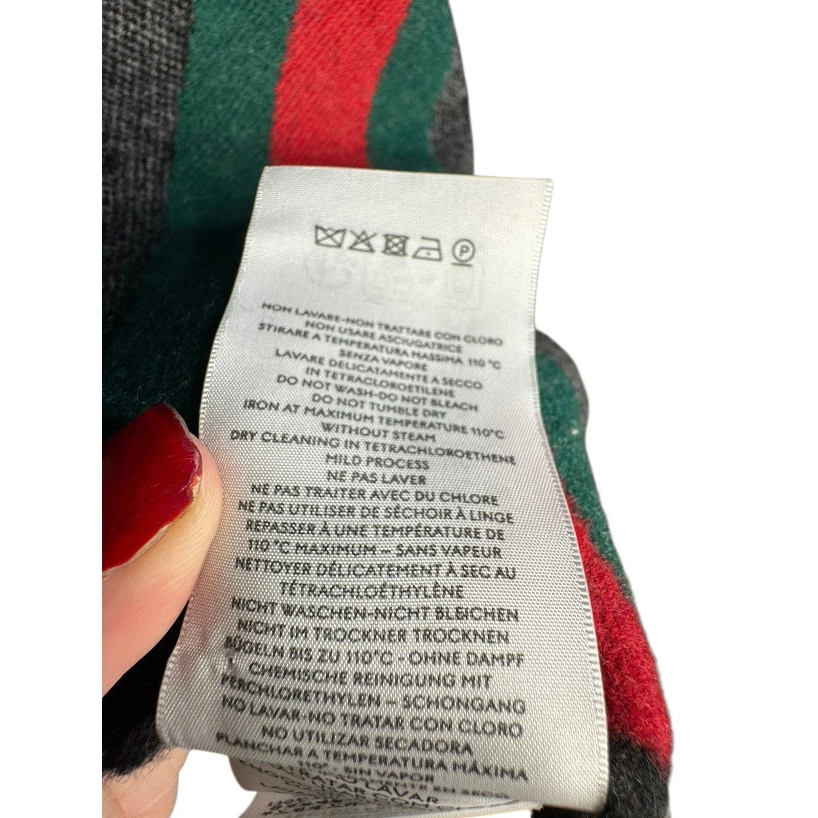 Gucci Gucci Nikky Wool GG Monogram Web Stripe Scarf in Grey Size ONE SIZE - 7 Thumbnail