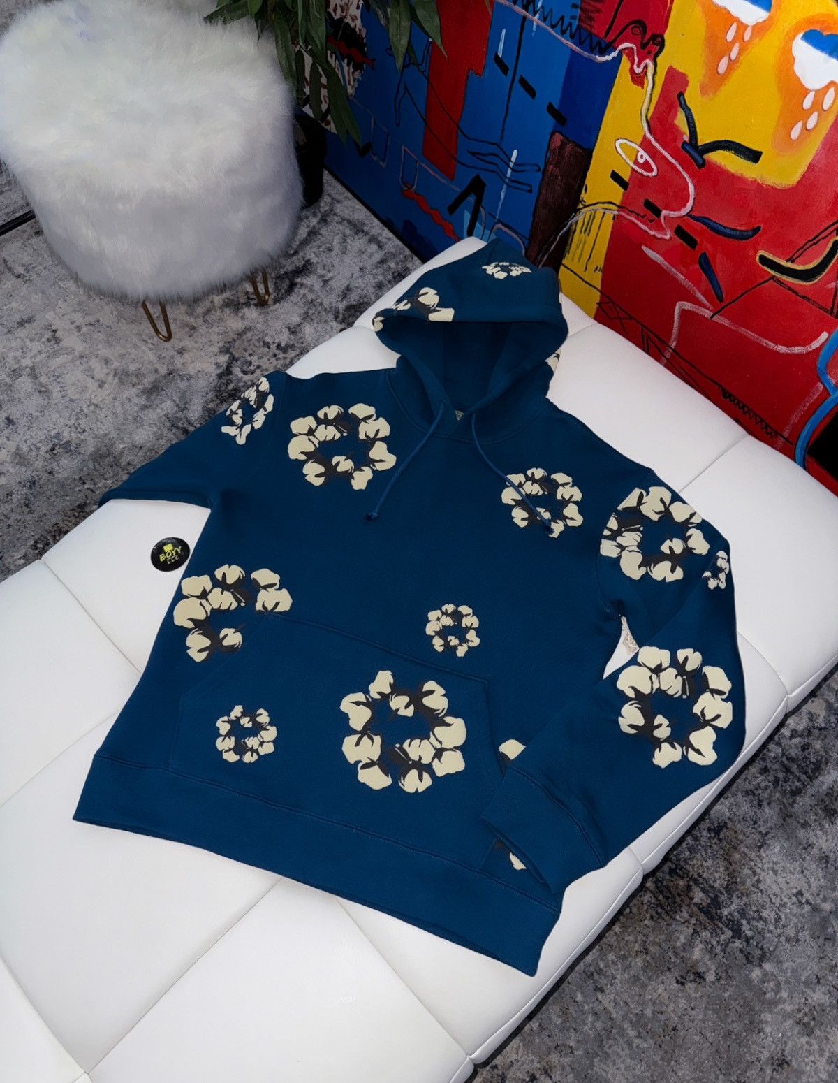 コラボ【Denim Tears x Cactus Plant Flea Market】Wreathhoodie Denim Tears x CPFM Cactus Tears Wreath Hoodie Navy Men's