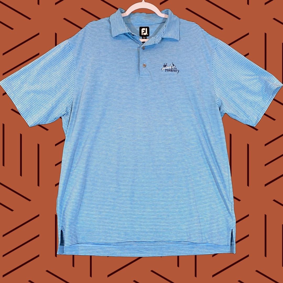 Footjoy FootJoy Polo Shirt Mens XL Blue Striped Performance Golf Size US XL / EU 56 / 4 - 1 Thumbnail