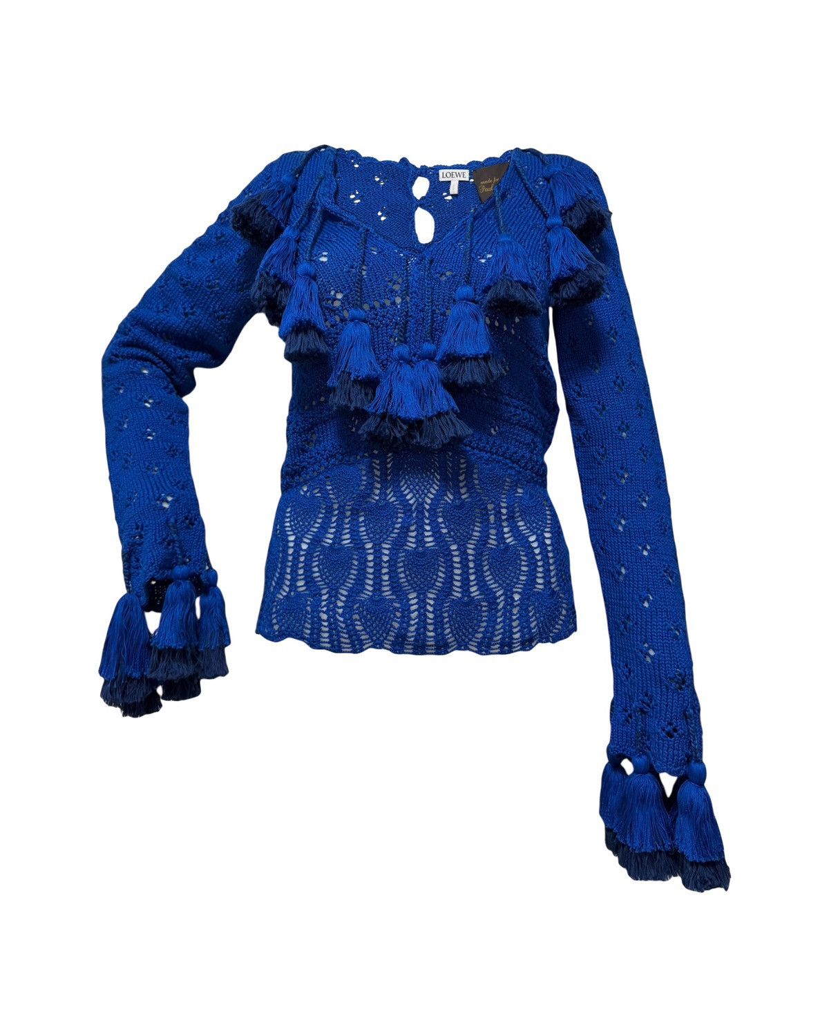 Loewe LOEWE Spring Summer 2019 Tassel-Trim Pointelle Knit Sweater Size M / US 6-8 / IT 42-44 - 1 Thumbnail