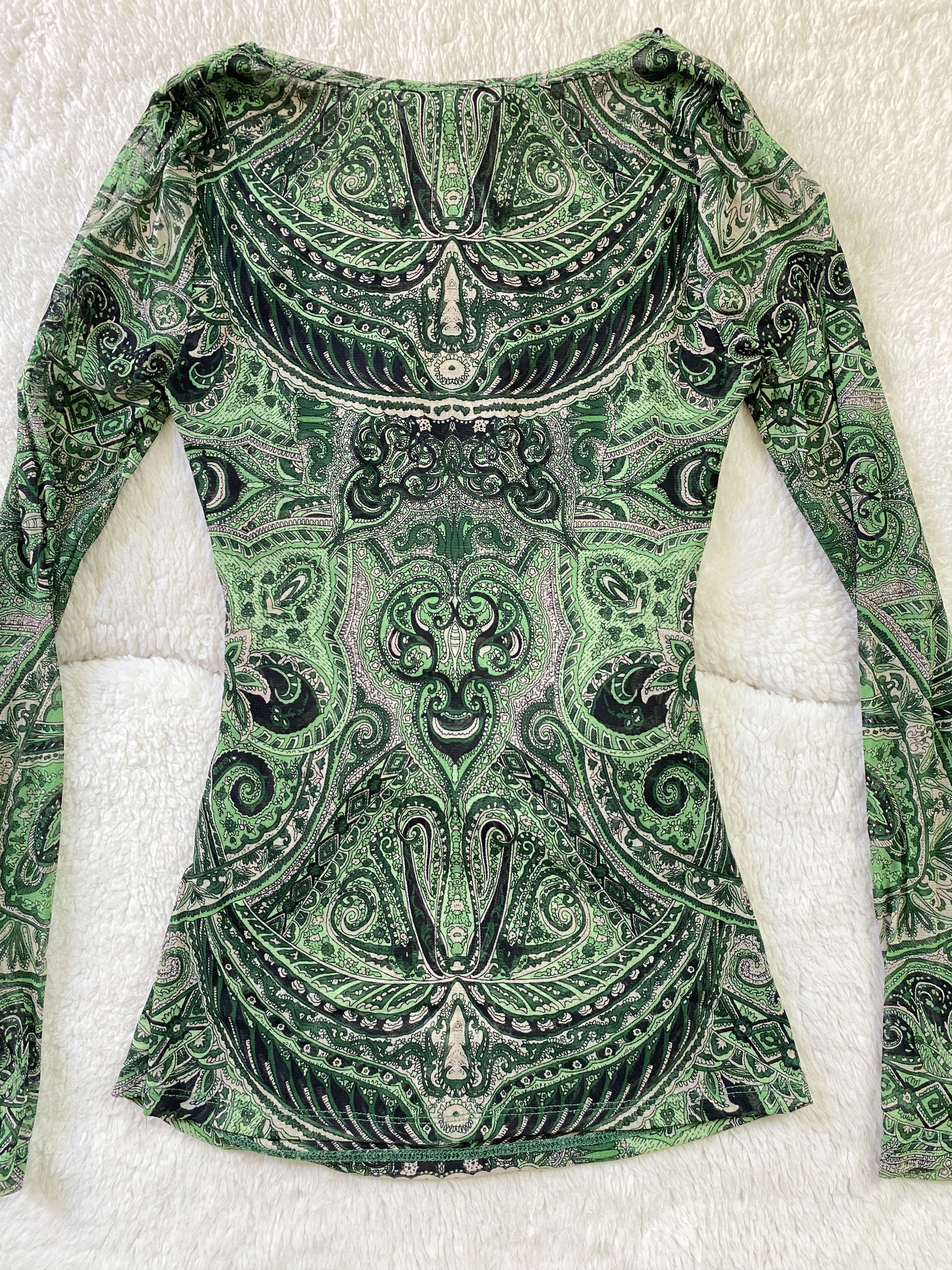 I.N.C INC International Concepts Sheer Green Paisley Beaded Top Size M / US 6-8 / IT 42-44 - 2 Thumbnail