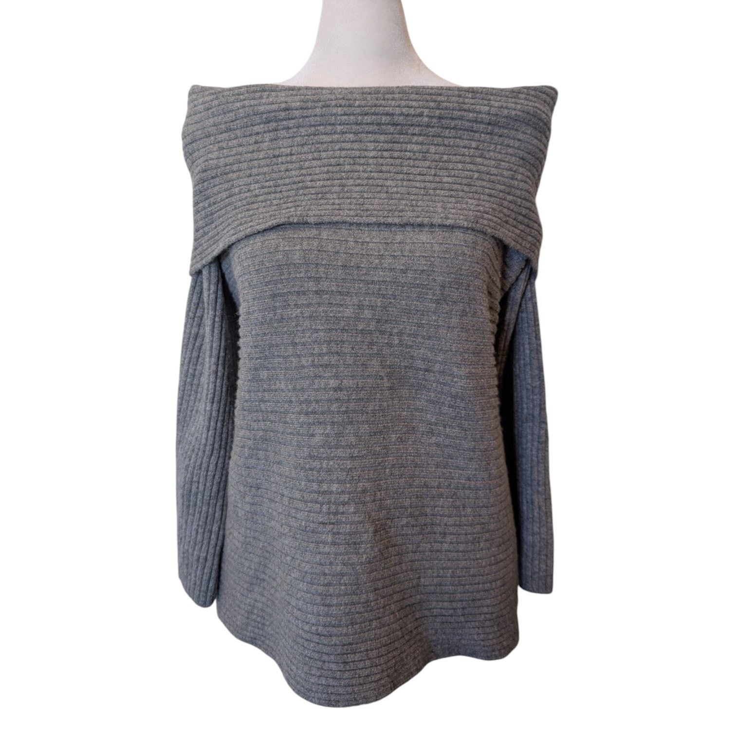 Lou & Grey Lou & Grey Grey Knit Ribbed Off Shoulder Cowl Neck Sweater Size S / US 4 / IT 40 - 5 Thumbnail