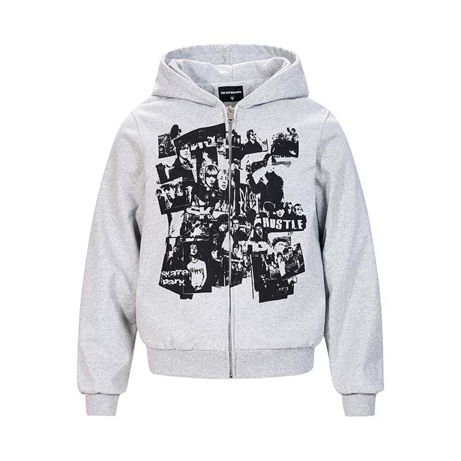 Japanese Brand Gray Graphic Zip-Up Hoodie, Casual Men's Hoodie Size US M / EU 48-50 / 2 - 3 Thumbnail