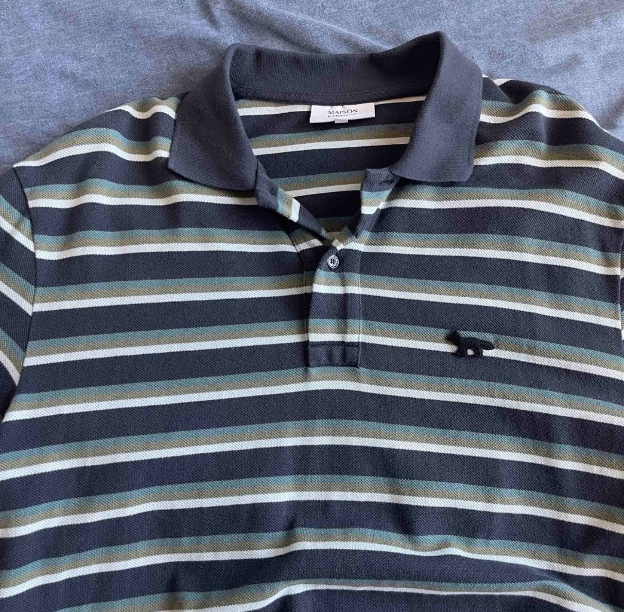 Maison Kitsune Maison Kitsune Fox Patch Tri Color Stripes Polo $245 CAD Size US S / EU 44-46 / 1 - 2 Thumbnail